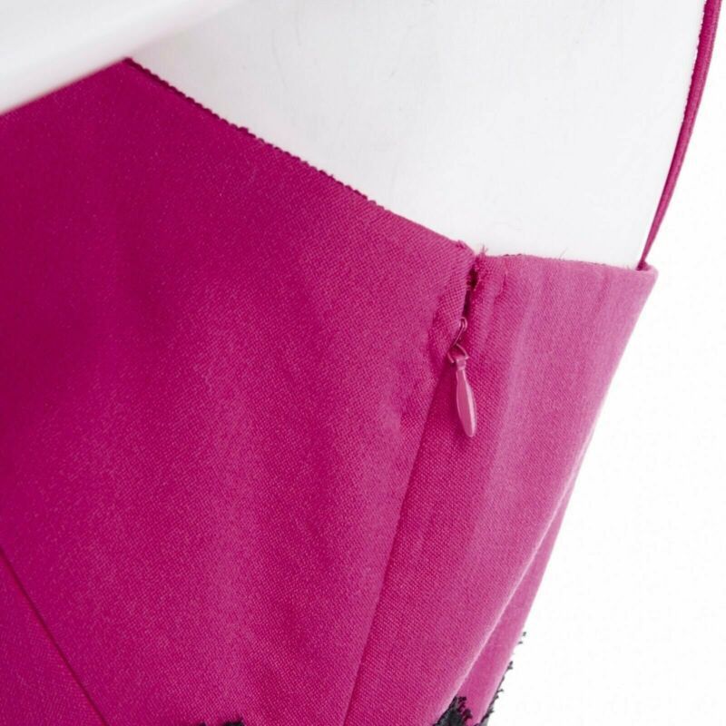 Valentino VALENTINO pink wool blend black lace trimmed waist flared skirt dress IT42 M Size 28" / US 6 / IT 42 - 8 Thumbnail