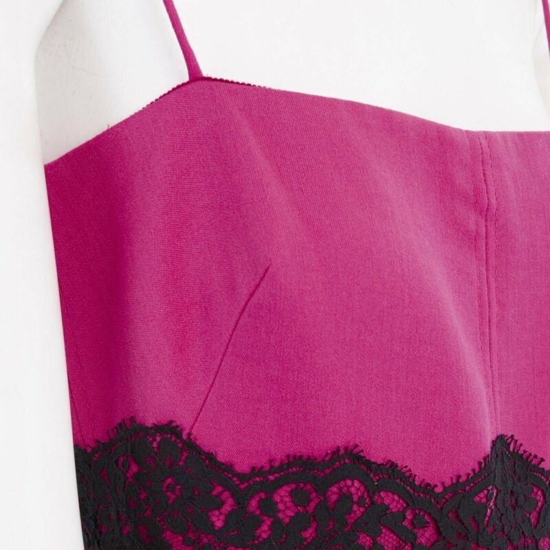 Valentino VALENTINO pink wool blend black lace trimmed waist flared skirt dress IT42 M Size 28" / US 6 / IT 42 - 9 Thumbnail