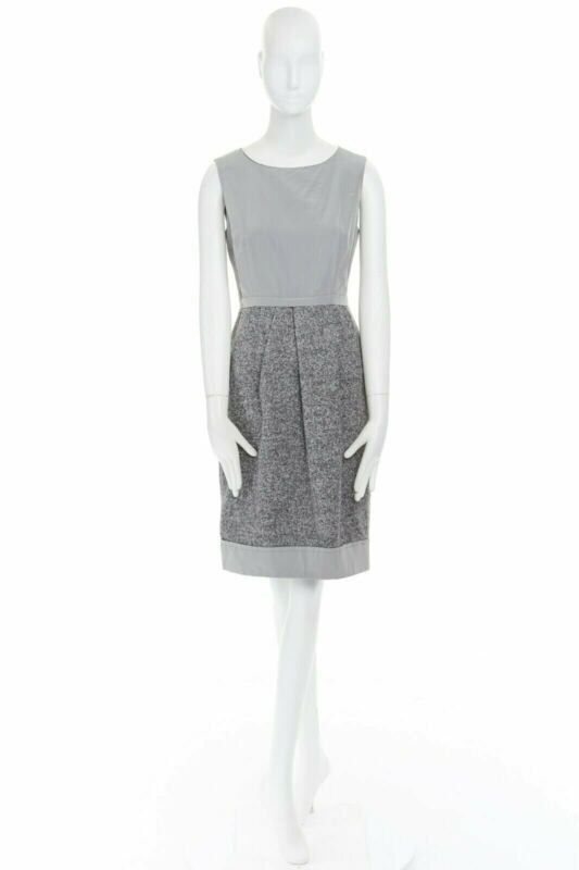 Max Mara MAX MARA grey polyamide speckle wool skirt sleeveless work dress US8 FR40 M Size 28" / US 6 / IT 42 - 2 Thumbnail