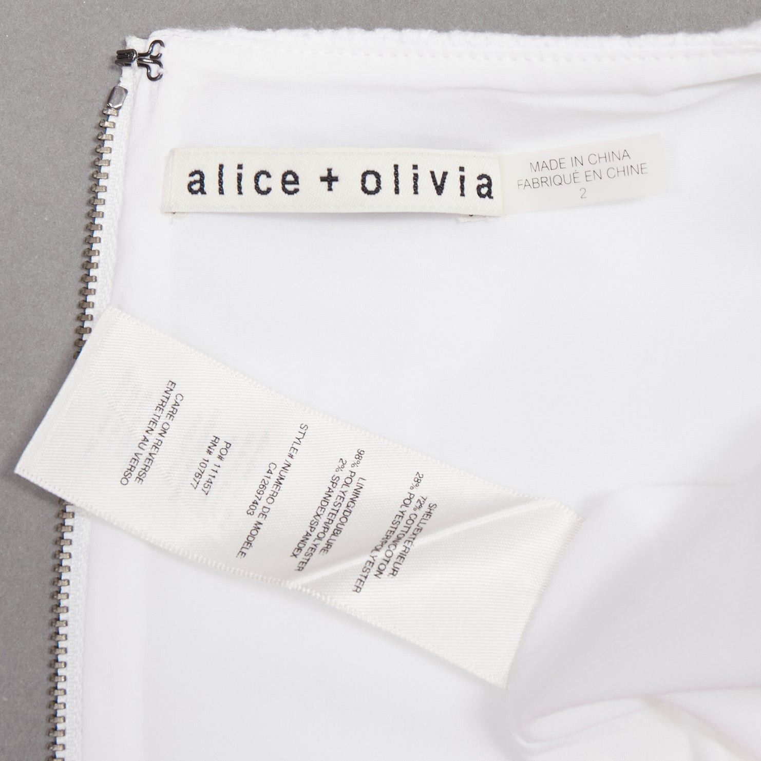 Alice + Olivia ALICE OLIVIA white cotton blend baroque jacquard fit flared dress US2 S Size S / US 4 / IT 40 - 8 Thumbnail