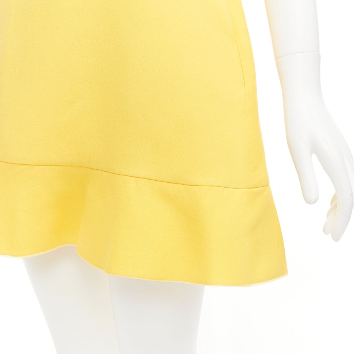 Valentino VALENTINO yellow wool silk short sleeve ruffle hem fit flare dress IT42 M Size M / US 6-8 / IT 42-44 - 2 Thumbnail