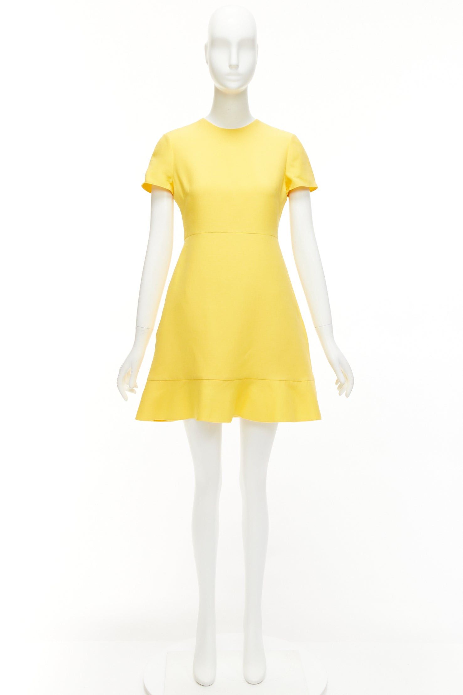 Valentino VALENTINO yellow wool silk short sleeve ruffle hem fit flare dress IT42 M Size M / US 6-8 / IT 42-44 - 11 Thumbnail