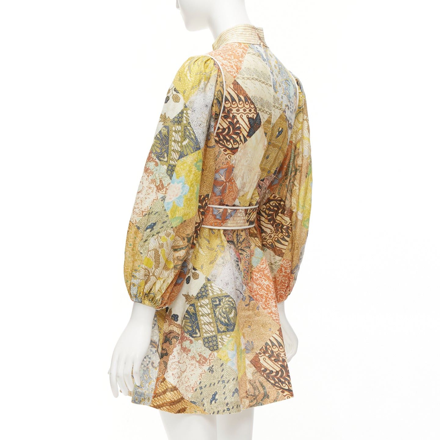 Zimmermann ZIMMERMANN Brightside brown linen patchwork ethnic print belted dress US1 S Size S / US 4 / IT 40 - 6 Thumbnail