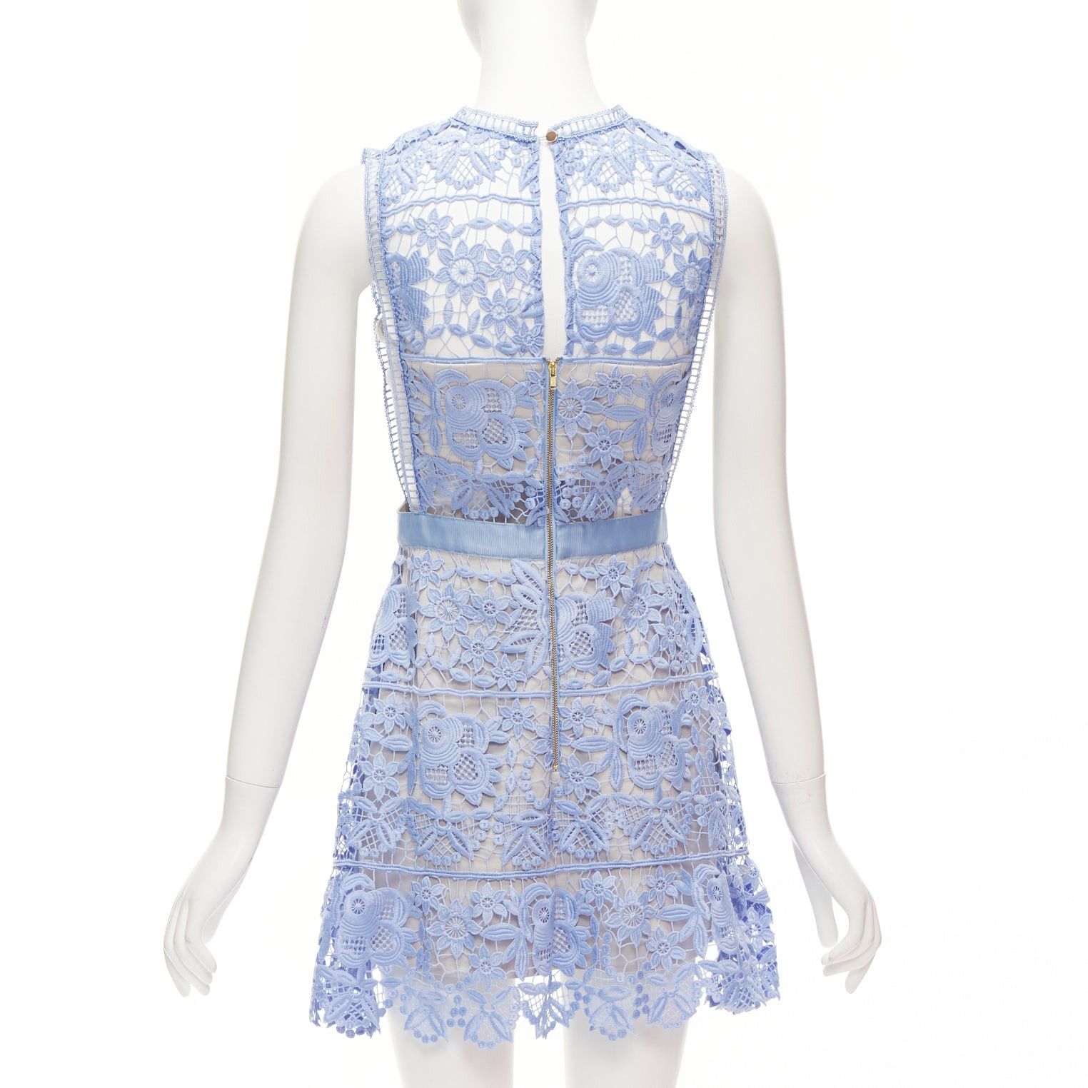 Self-Portrait SELF PORTRAIT blue Guipure Lace grey overlay bandeau cut out dress UK10 M Size XS / US 0-2 / IT 36-38 - 5 Thumbnail