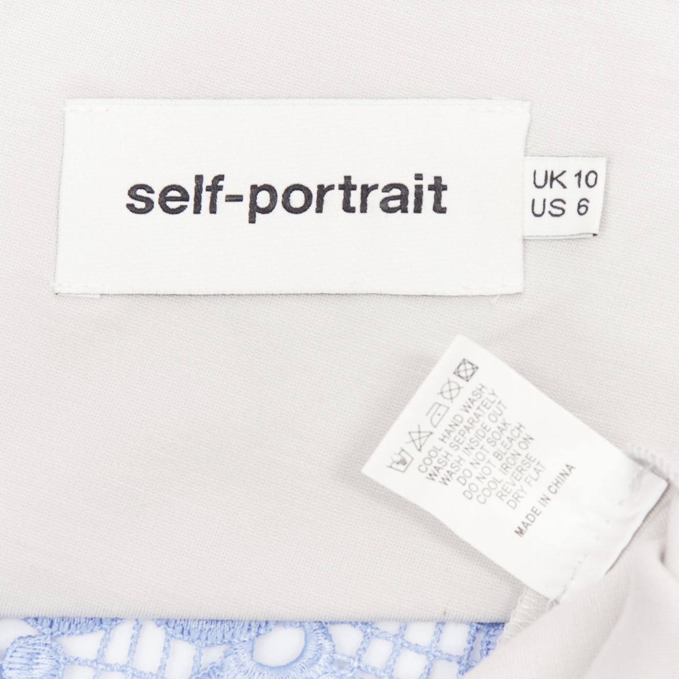 Self-Portrait SELF PORTRAIT blue Guipure Lace grey overlay bandeau cut out dress UK10 M Size XS / US 0-2 / IT 36-38 - 8 Thumbnail