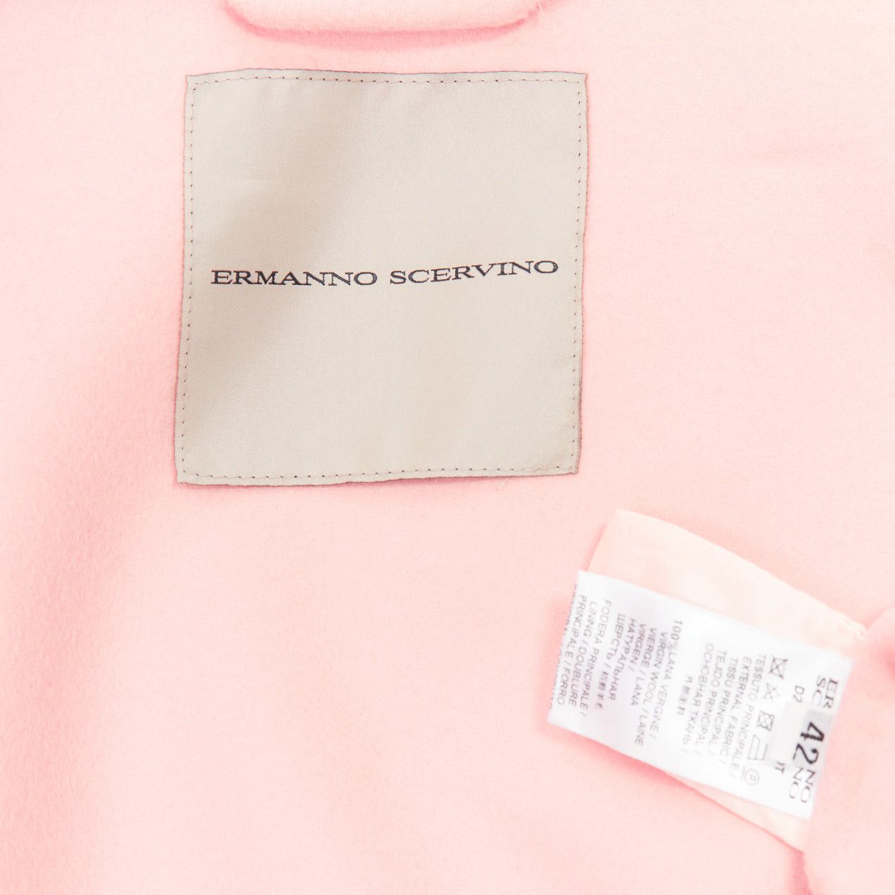 Ermanno Scervino ERMANNO SCERVINO pink 100% virgin wool eyelet trim shell button jacket IT42 M Size M / US 6-8 / IT 42-44 - 8 Thumbnail