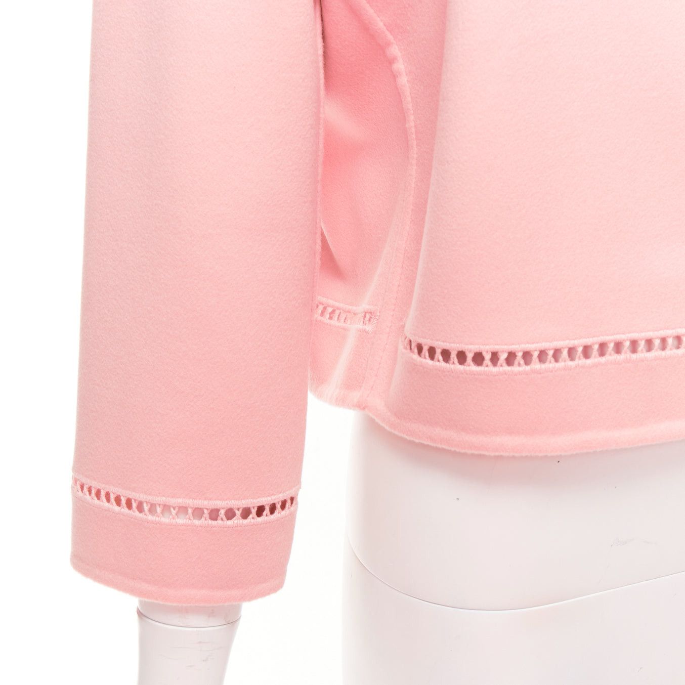 Ermanno Scervino ERMANNO SCERVINO pink 100% virgin wool eyelet trim shell button jacket IT42 M Size M / US 6-8 / IT 42-44 - 2 Thumbnail