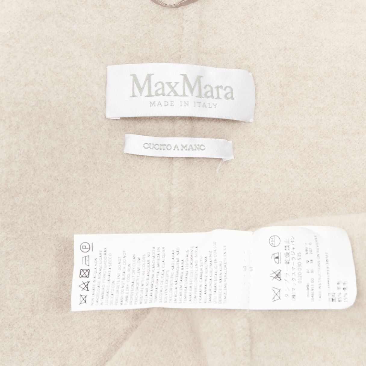 Max Mara MAX MARA Cucito Amano beige double face angora wool checked belted jacket IT34 XXS Size XXS / US 00 / IT 34 - 8 Thumbnail