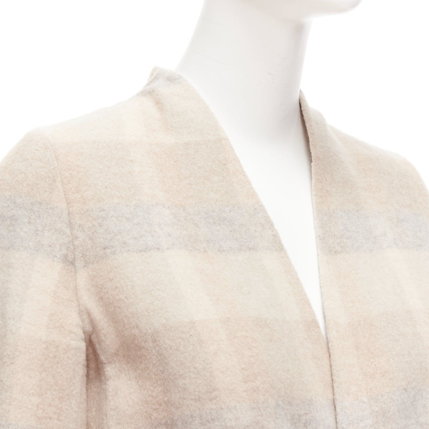 Max Mara MAX MARA Cucito Amano beige double face angora wool checked belted jacket IT34 XXS Size XXS / US 00 / IT 34 - 7 Thumbnail