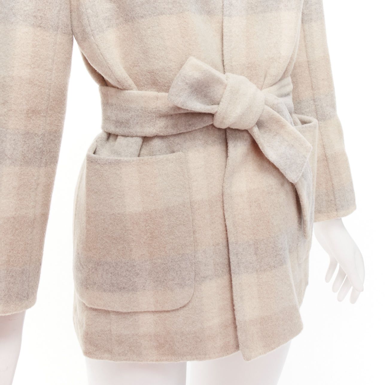Max Mara MAX MARA Cucito Amano beige double face angora wool checked belted jacket IT34 XXS Size XXS / US 00 / IT 34 - 2 Thumbnail