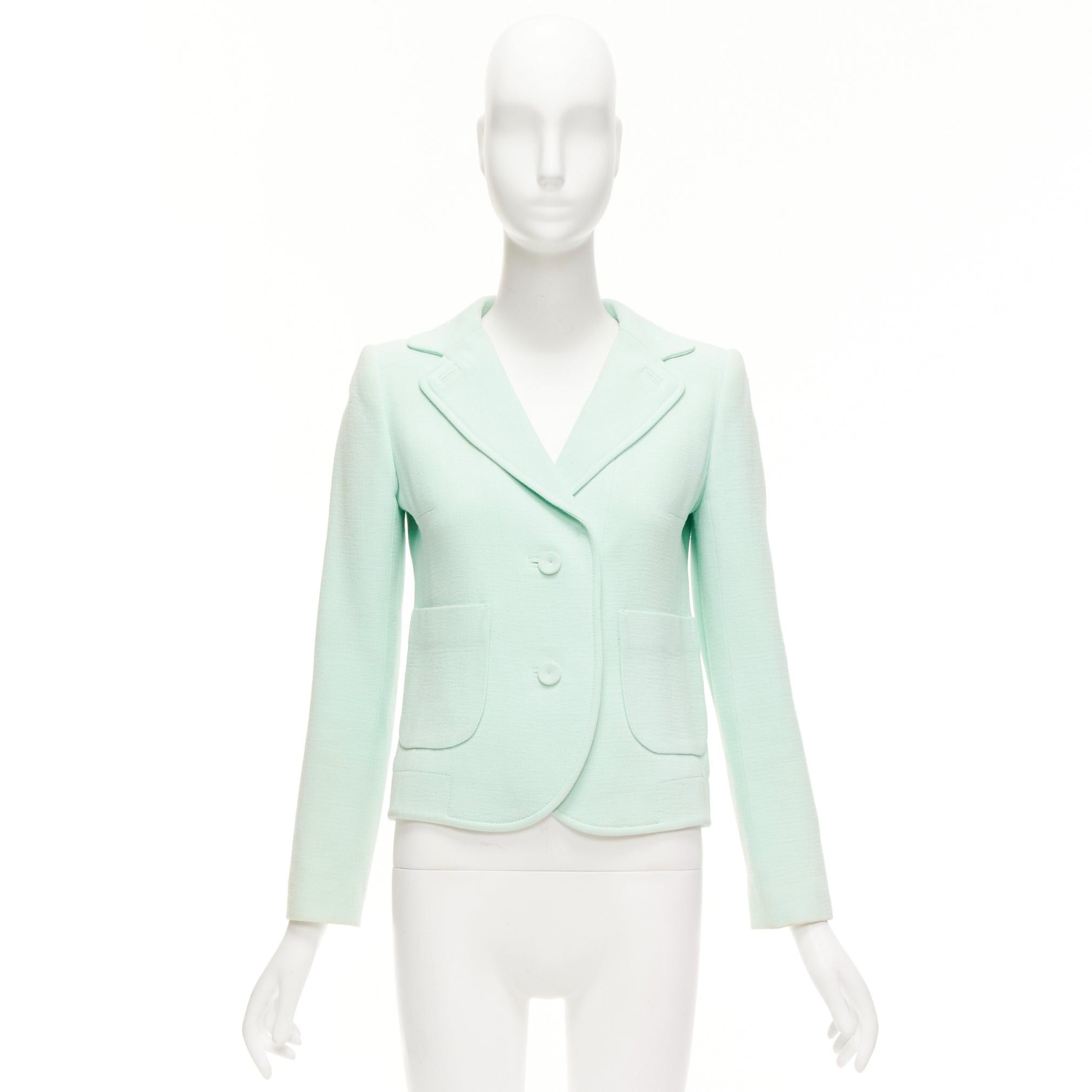Carven CARVEN pastel green viscose virgin wool shoulder darts blazer FR36 S Size S / US 4 / IT 40 - 10 Thumbnail