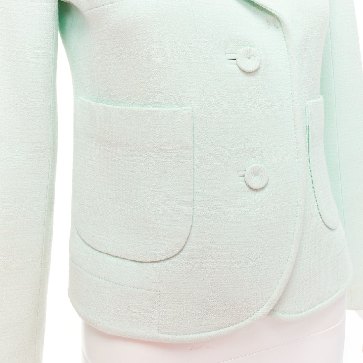 Carven CARVEN pastel green viscose virgin wool shoulder darts blazer FR36 S Size S / US 4 / IT 40 - 2 Thumbnail