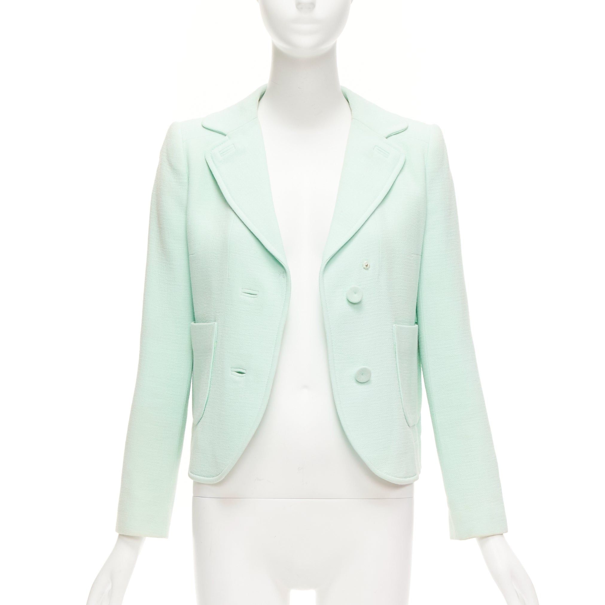 Carven CARVEN pastel green viscose virgin wool shoulder darts blazer FR36 S Size S / US 4 / IT 40 - 3 Thumbnail