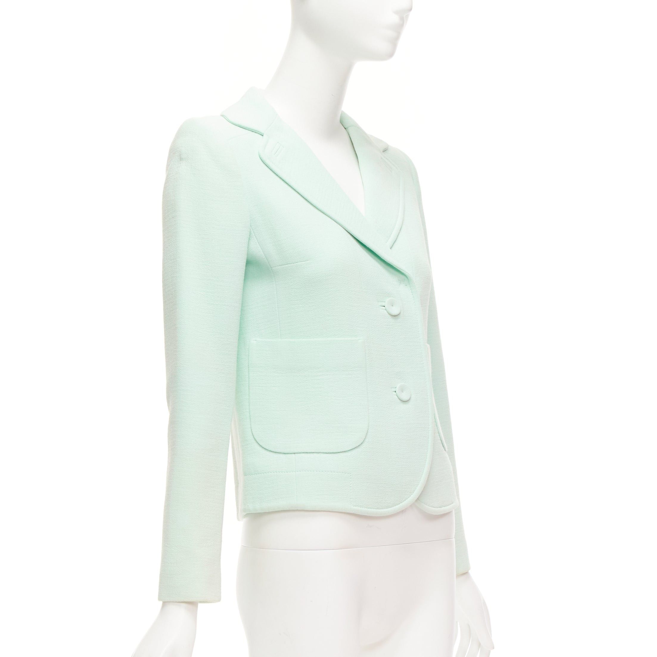 Carven CARVEN pastel green viscose virgin wool shoulder darts blazer FR36 S Size S / US 4 / IT 40 - 4 Thumbnail