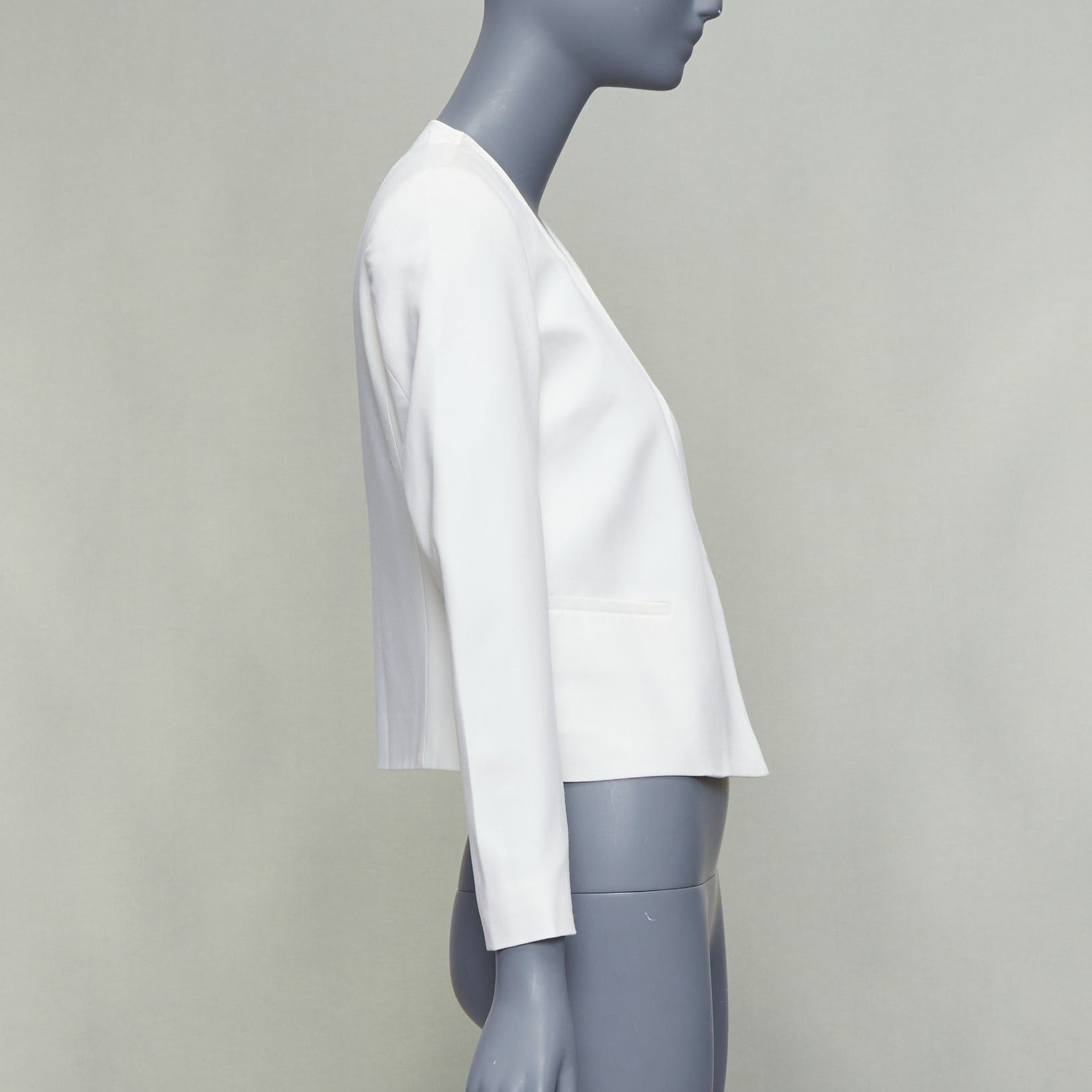 Theory THEORY cream tromp loeil lapel shoulder pad cropped tux blazer US0 XS Size XS / US 0-2 / IT 36-38 - 4 Thumbnail