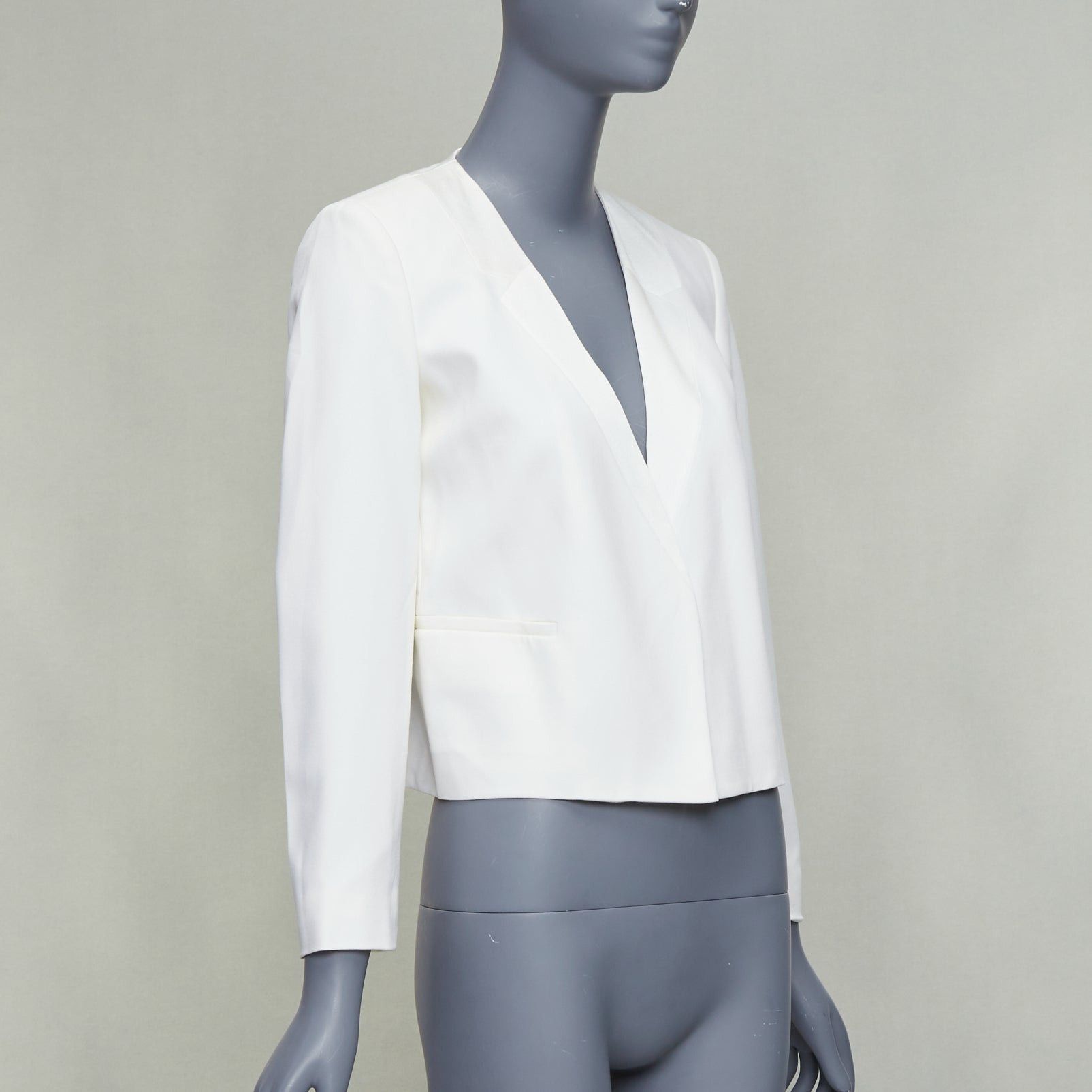 Theory THEORY cream tromp loeil lapel shoulder pad cropped tux blazer US0 XS Size XS / US 0-2 / IT 36-38 - 3 Thumbnail