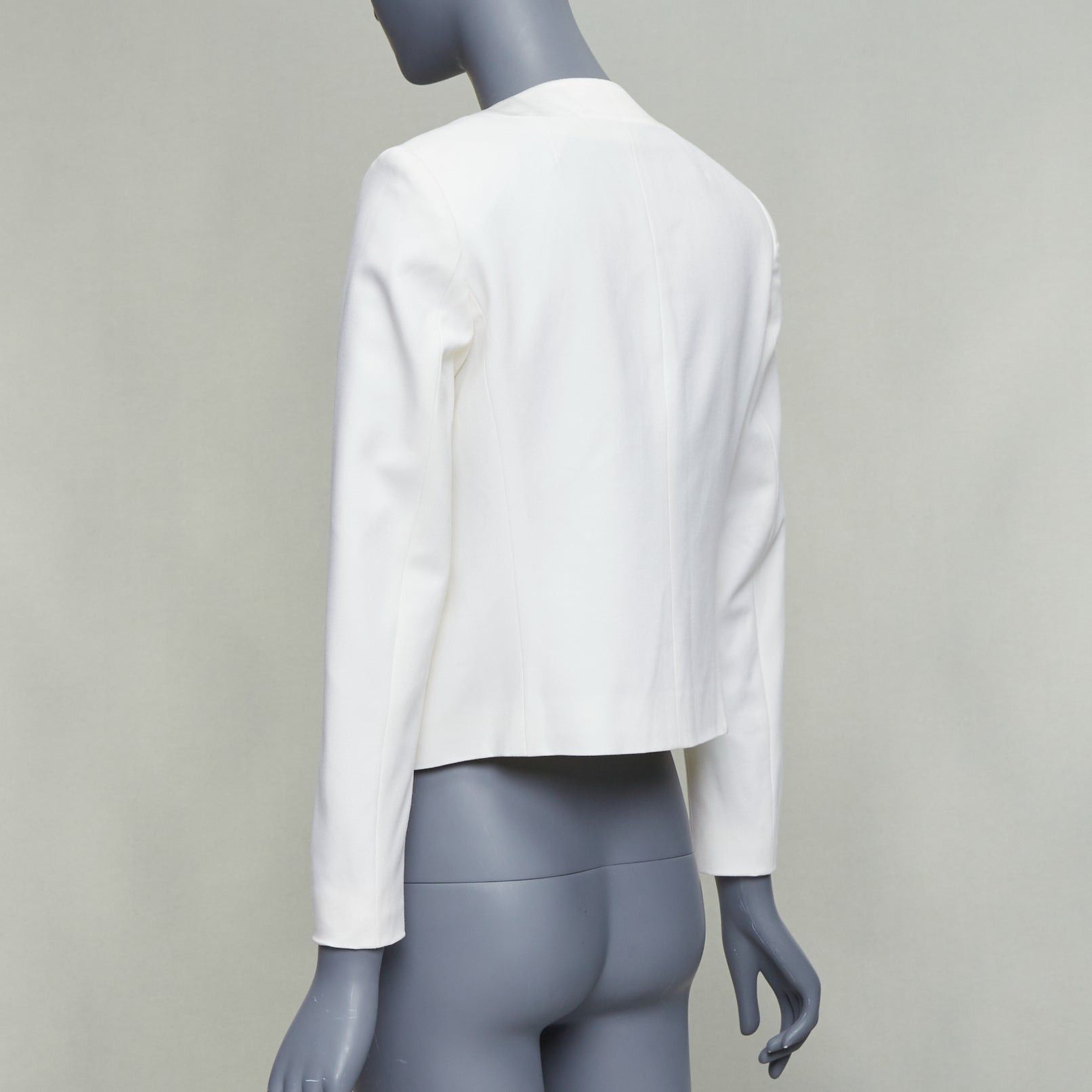 Theory THEORY cream tromp loeil lapel shoulder pad cropped tux blazer US0 XS Size XS / US 0-2 / IT 36-38 - 6 Thumbnail