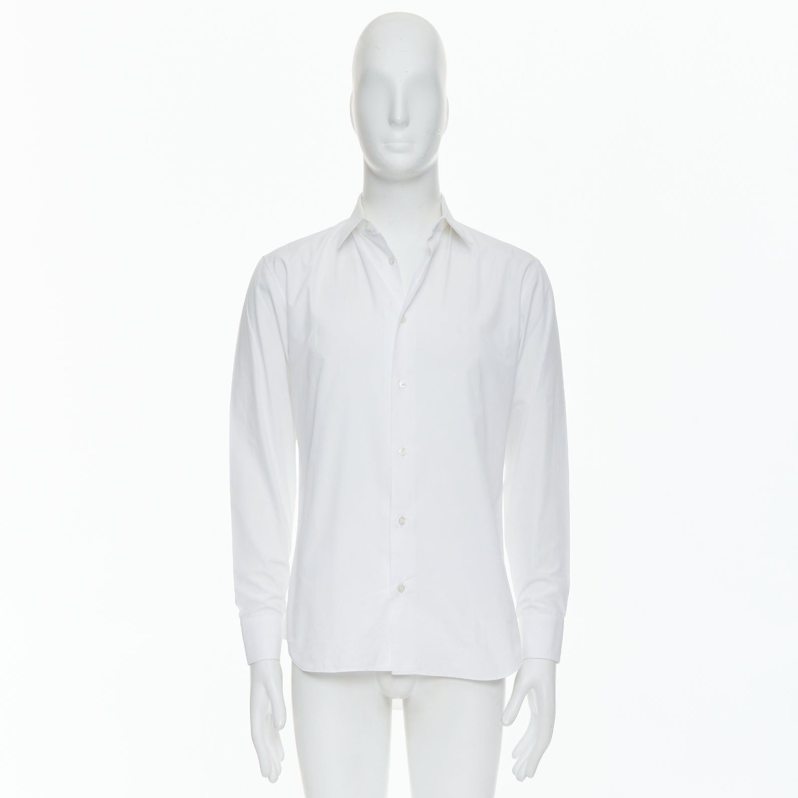 Dior DIOR white 100% cotton shoulder darts plain dress shirt EU39 M Size US M / EU 48-50 / 2 - 9 Thumbnail