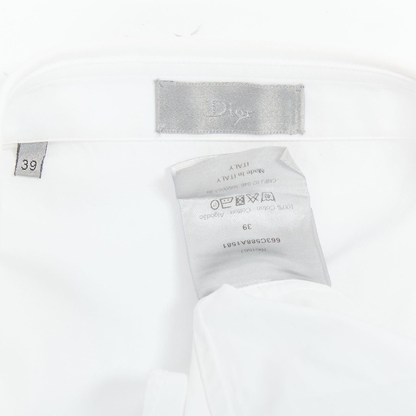 Dior DIOR white 100% cotton shoulder darts plain dress shirt EU39 M Size US M / EU 48-50 / 2 - 8 Thumbnail