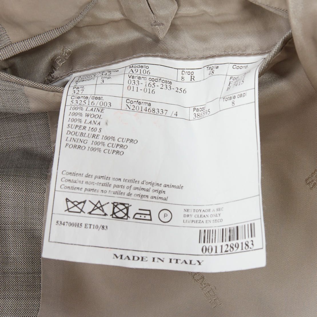 Hermes HERMES beige 100% wool 3 pockets handstitched details blazer suit FR48 M Size 48R - 8 Thumbnail