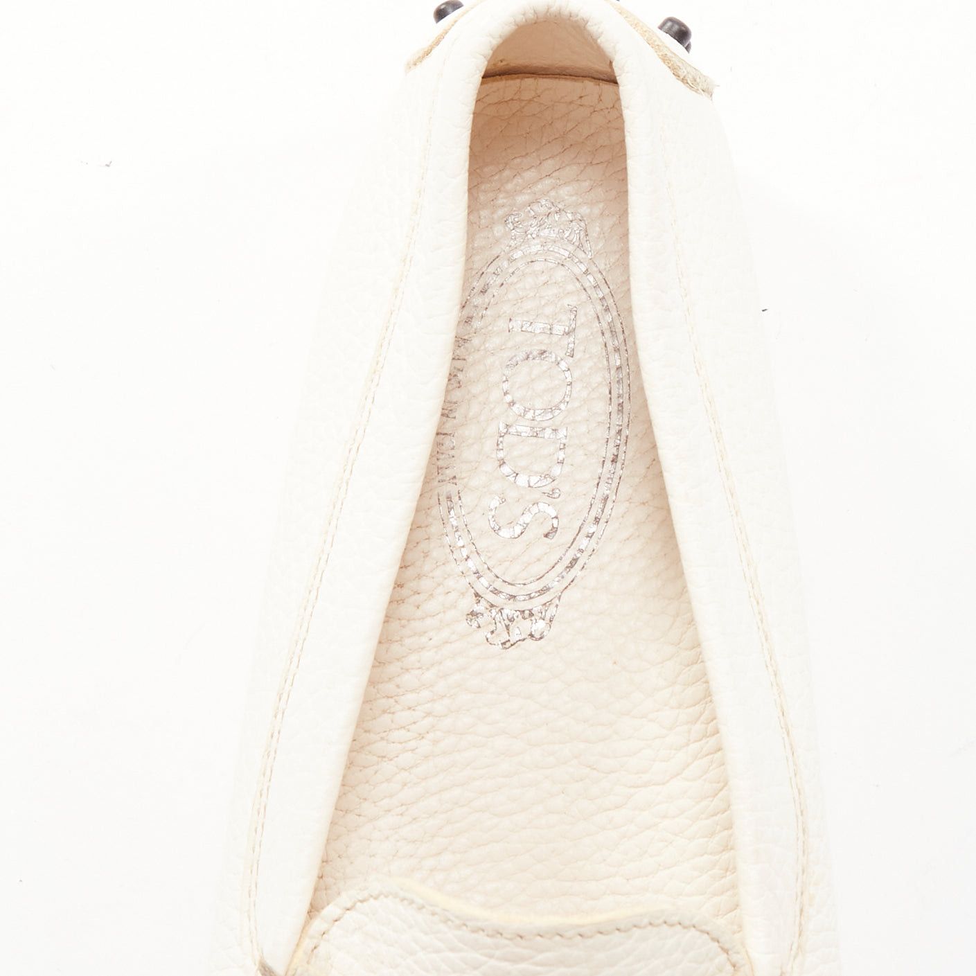 Tod's TOD'S Gommino cream textured leather black rubber studs driver shoes EU37 Size US 7 / IT 37 - 9 Thumbnail