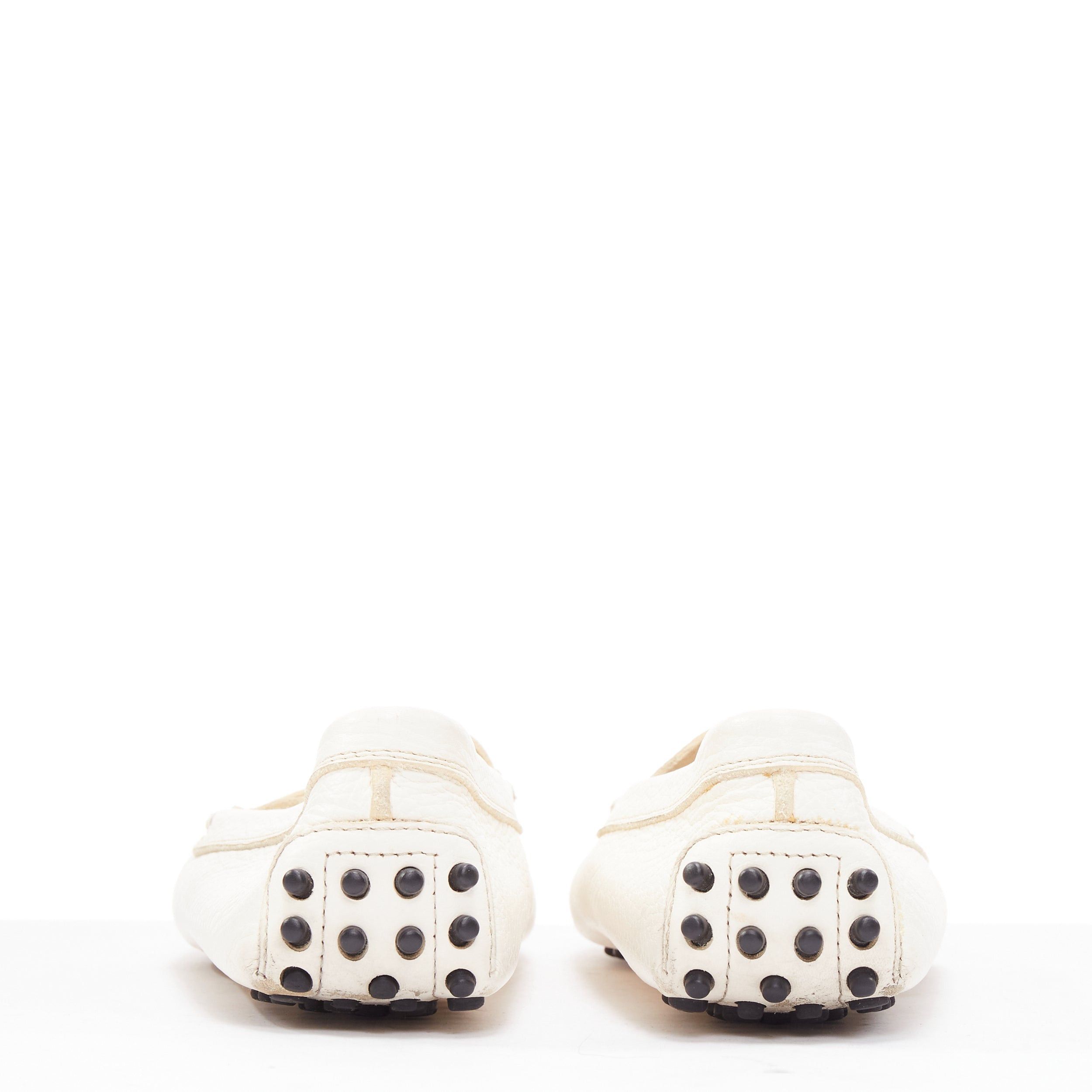 Tod's TOD'S Gommino cream textured leather black rubber studs driver shoes EU37 Size US 7 / IT 37 - 5 Thumbnail
