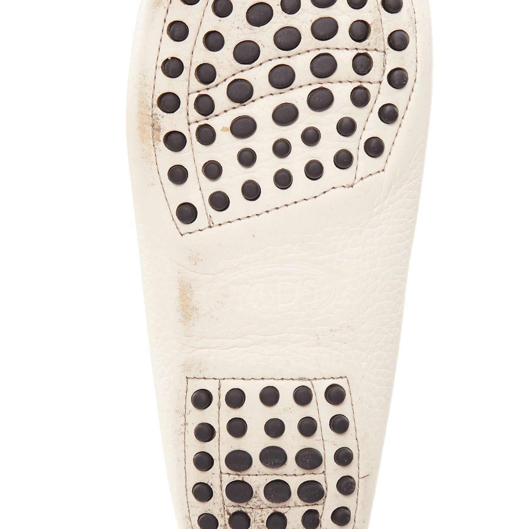 Tod's TOD'S Gommino cream textured leather black rubber studs driver shoes EU37 Size US 7 / IT 37 - 10 Thumbnail