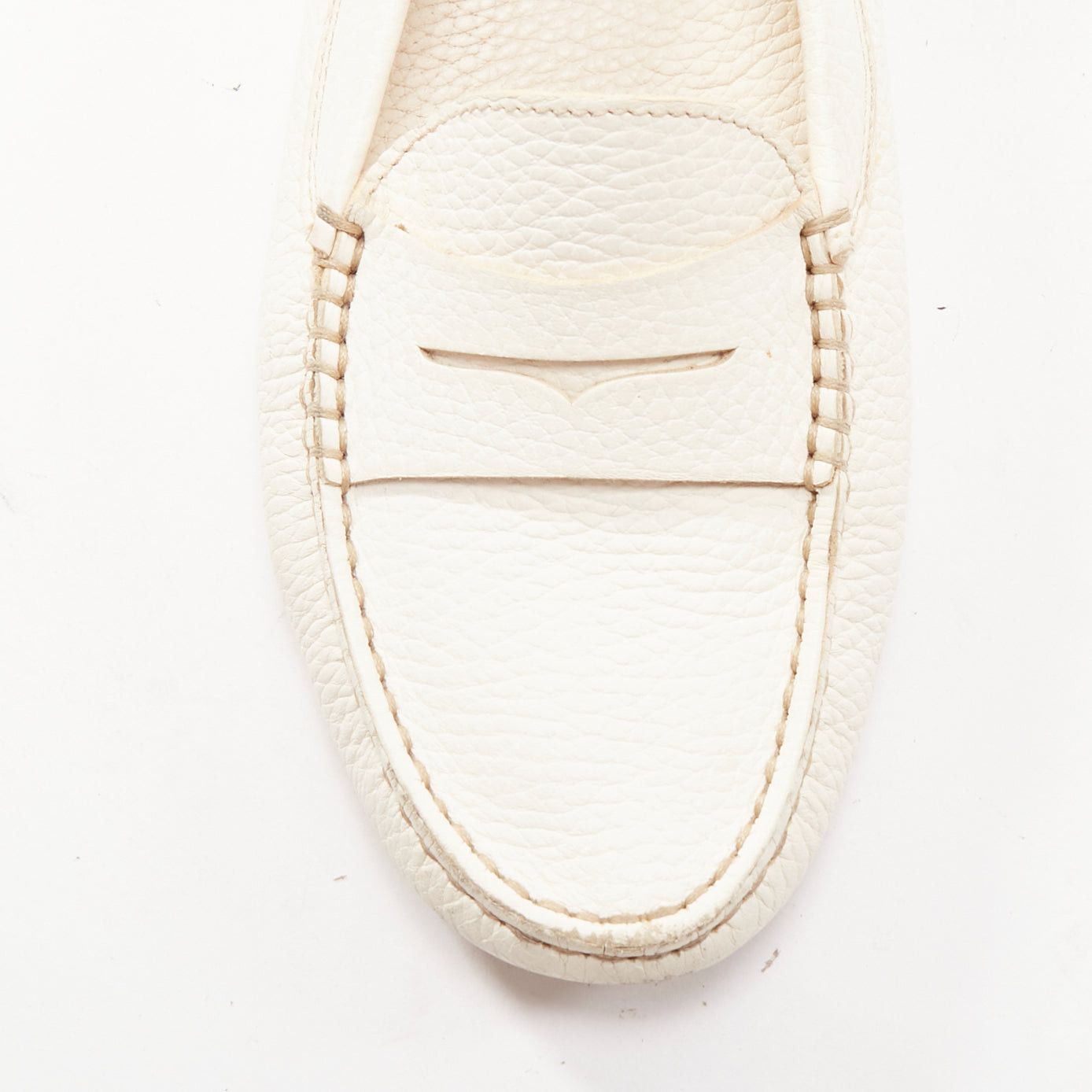 Tod's TOD'S Gommino cream textured leather black rubber studs driver shoes EU37 Size US 7 / IT 37 - 6 Thumbnail