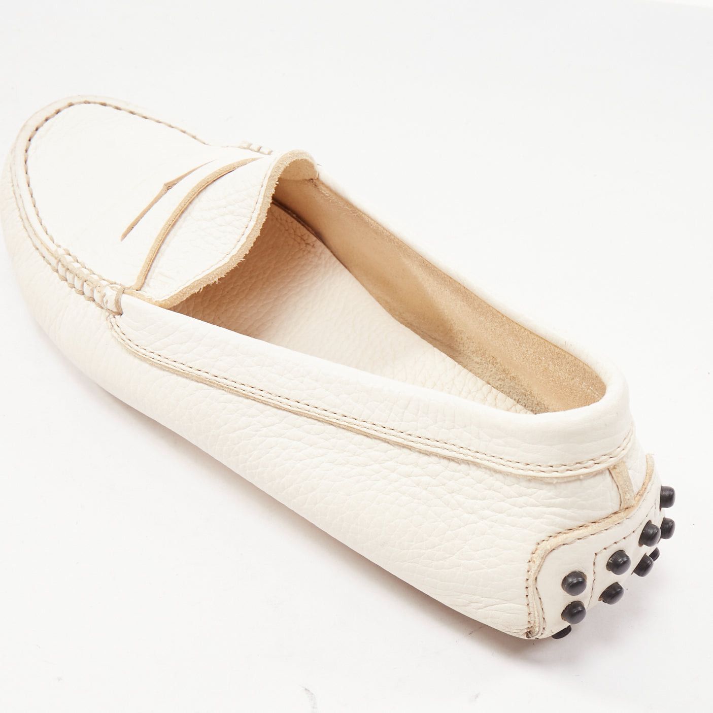 Tod's TOD'S Gommino cream textured leather black rubber studs driver shoes EU37 Size US 7 / IT 37 - 8 Thumbnail