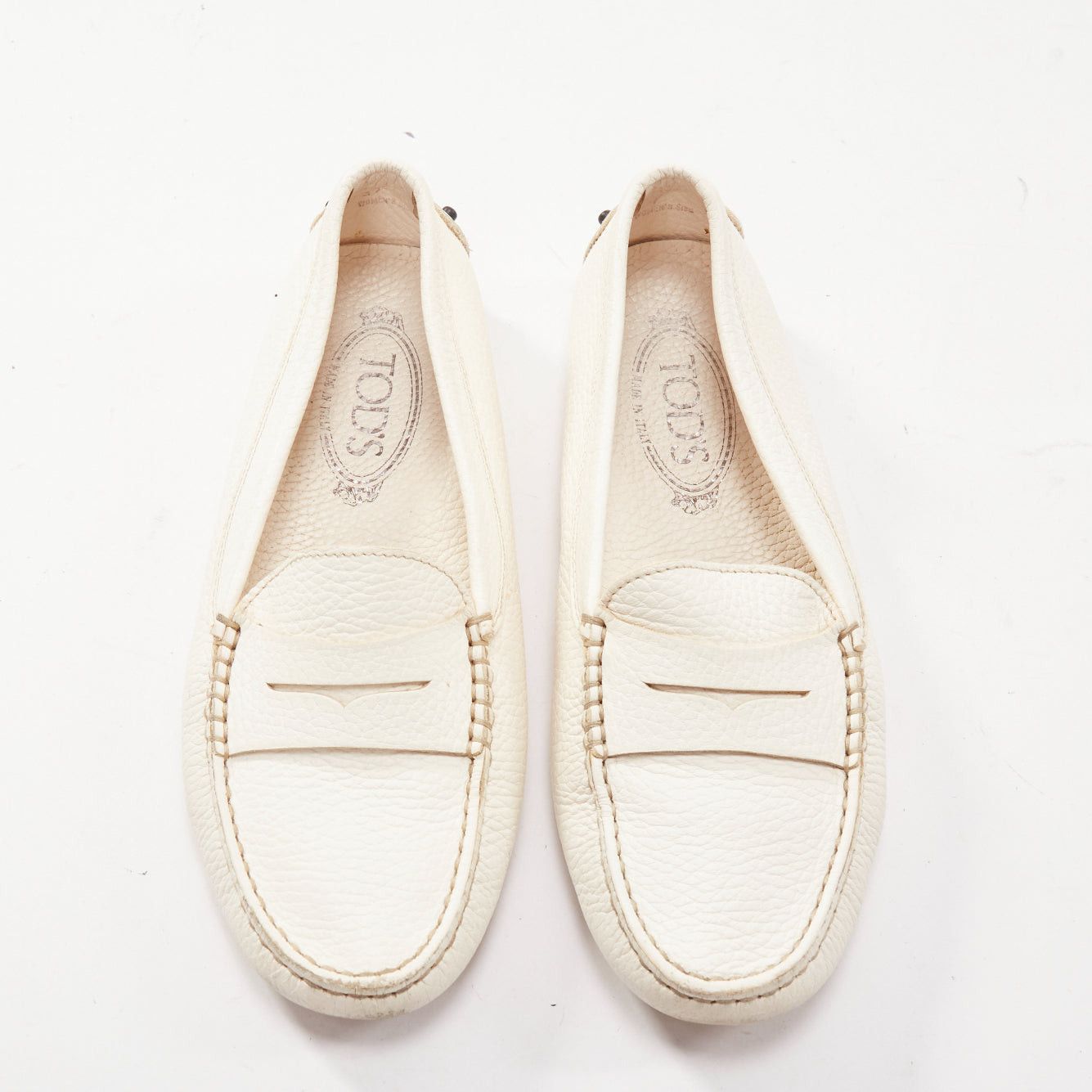Tod's TOD'S Gommino cream textured leather black rubber studs driver shoes EU37 Size US 7 / IT 37 - 3 Thumbnail