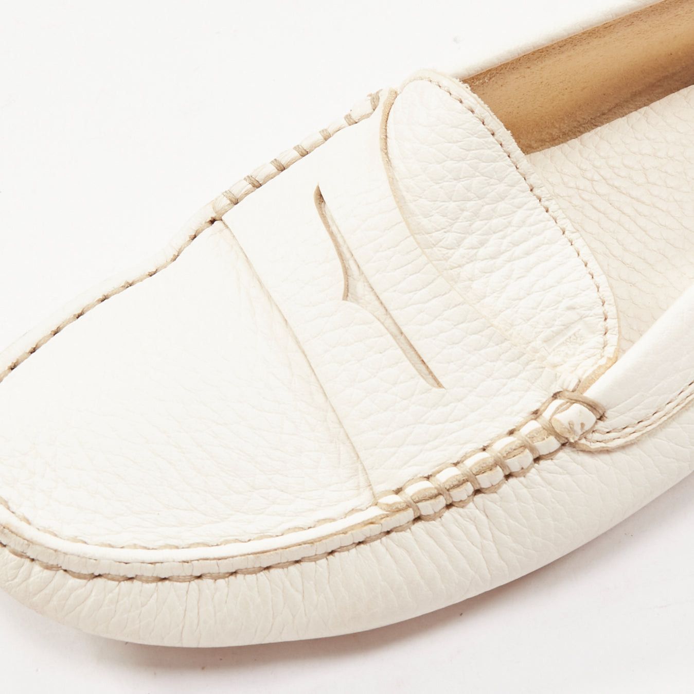 Tod's TOD'S Gommino cream textured leather black rubber studs driver shoes EU37 Size US 7 / IT 37 - 7 Thumbnail