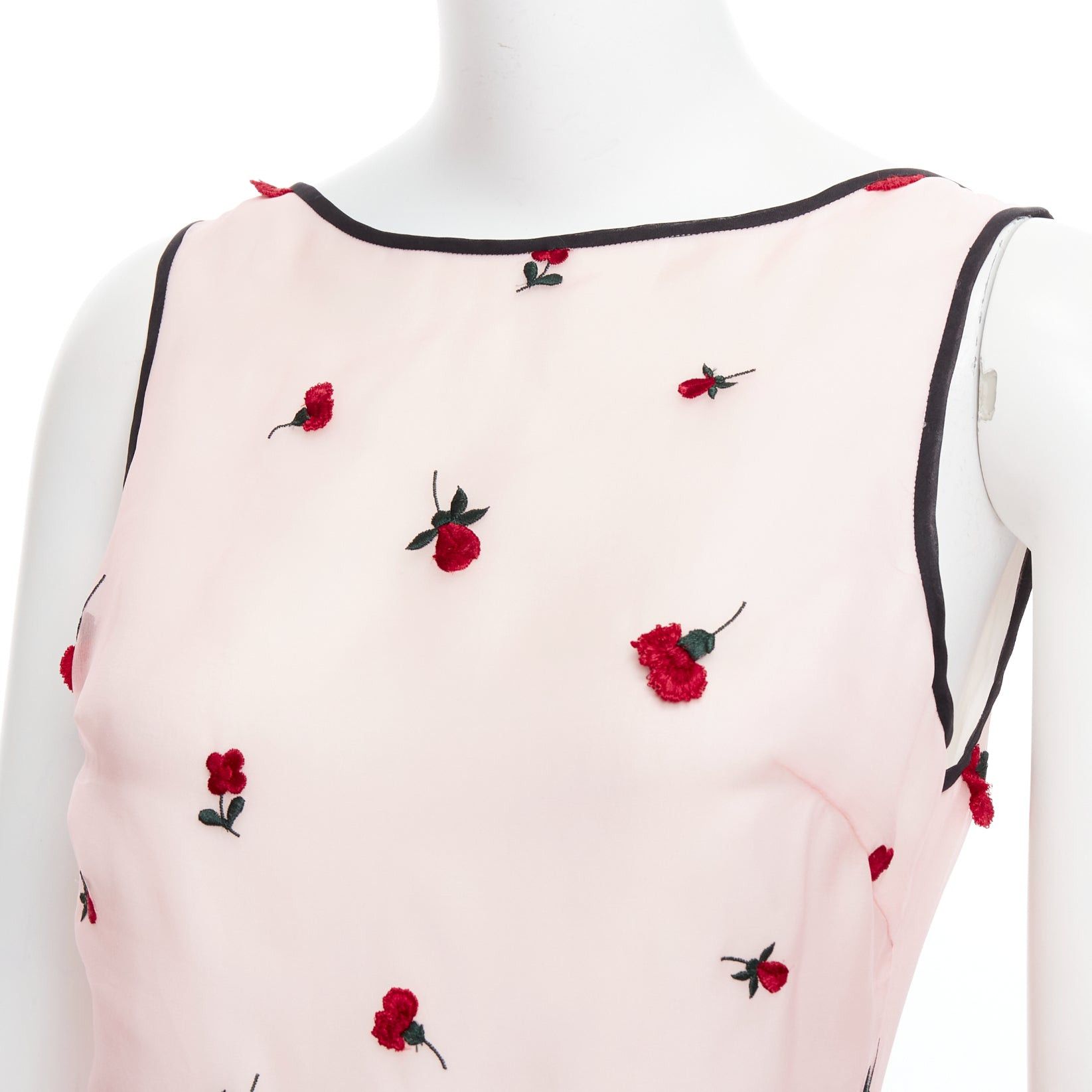 Oscar De La Renta OSCAR DE LA RENTA 2016 pink red degrade carnation rose embroidered dress US4 S Size M / US 6-8 / IT 42-44 - 7 Thumbnail