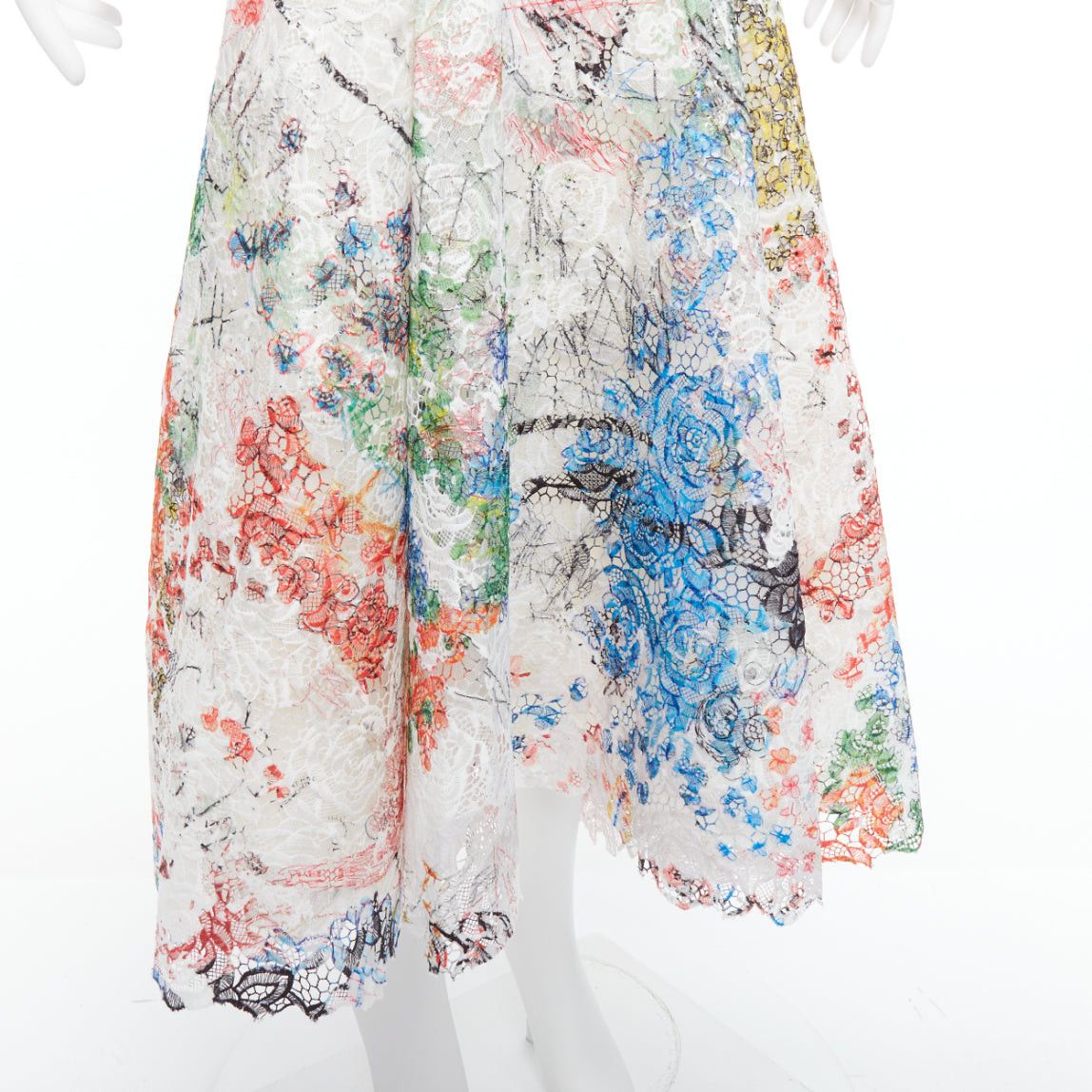 Monique Lhuillier MONIQUE LHUILLIER Runway scribble print lace lace strapless midi dress US8 M Size M / US 6-8 / IT 42-44 - 7 Thumbnail