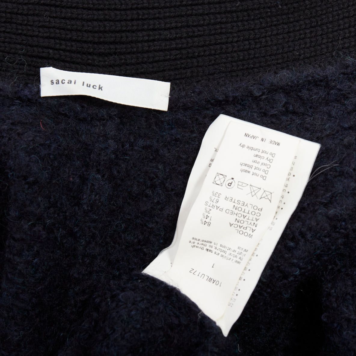 Sacai SACAI LUCK black navy wool alpaca blend pocketed high low cardigan JP1 S Size S / US 4 / IT 40 - 8 Thumbnail