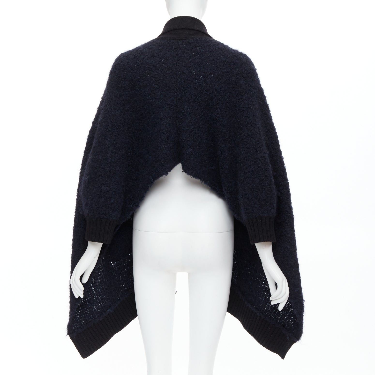 Sacai SACAI LUCK black navy wool alpaca blend pocketed high low cardigan JP1 S Size S / US 4 / IT 40 - 5 Thumbnail