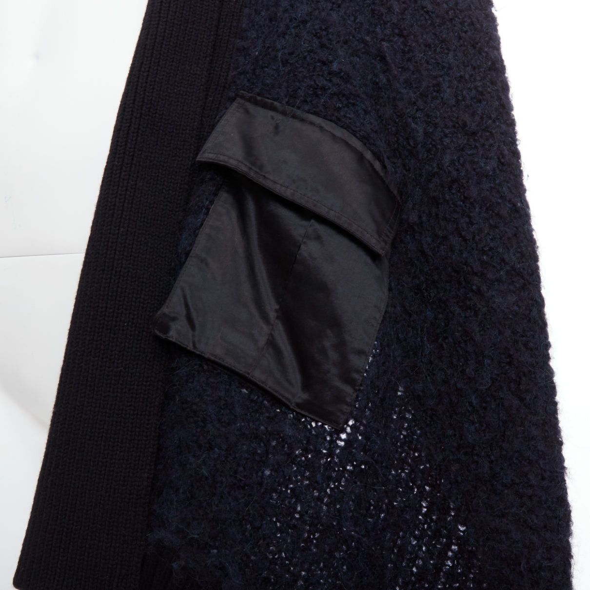 Sacai SACAI LUCK black navy wool alpaca blend pocketed high low cardigan JP1 S Size S / US 4 / IT 40 - 7 Thumbnail