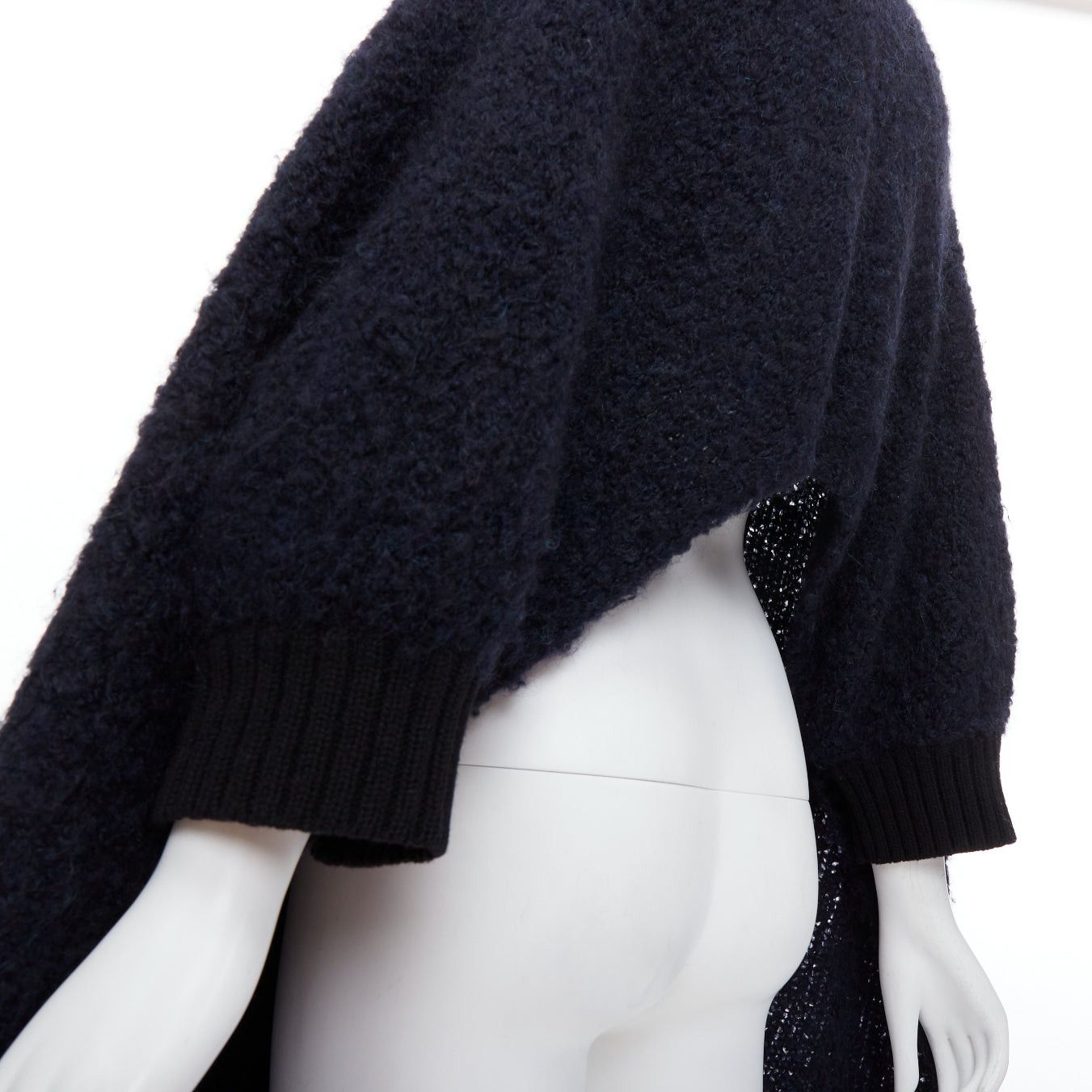 Sacai SACAI LUCK black navy wool alpaca blend pocketed high low cardigan JP1 S Size S / US 4 / IT 40 - 6 Thumbnail
