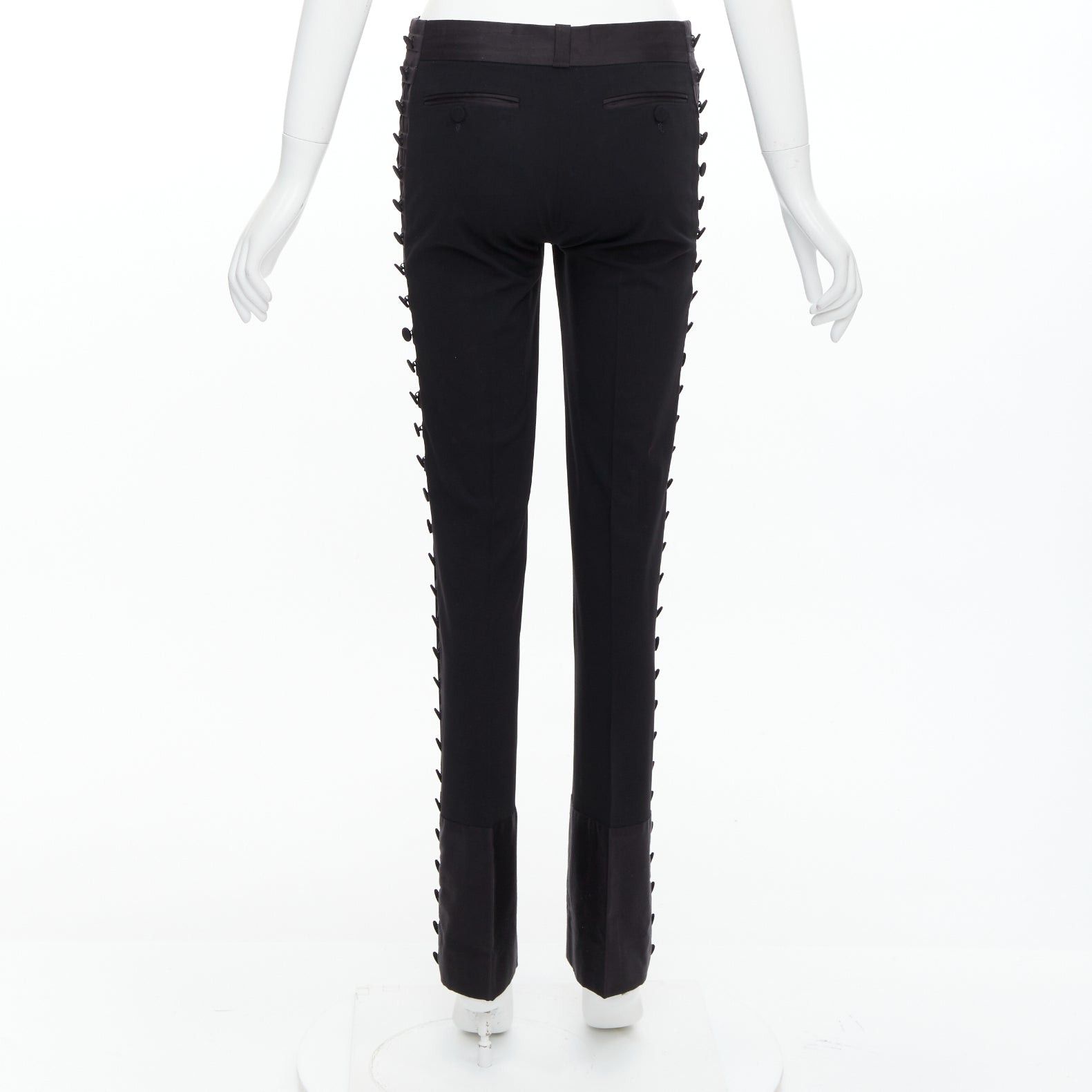 Chloe CHLOE black viscose wool blend fabric pleat button trim dress trousers FR34 XS Size 26" / US 2 / IT 38 - 5 Thumbnail