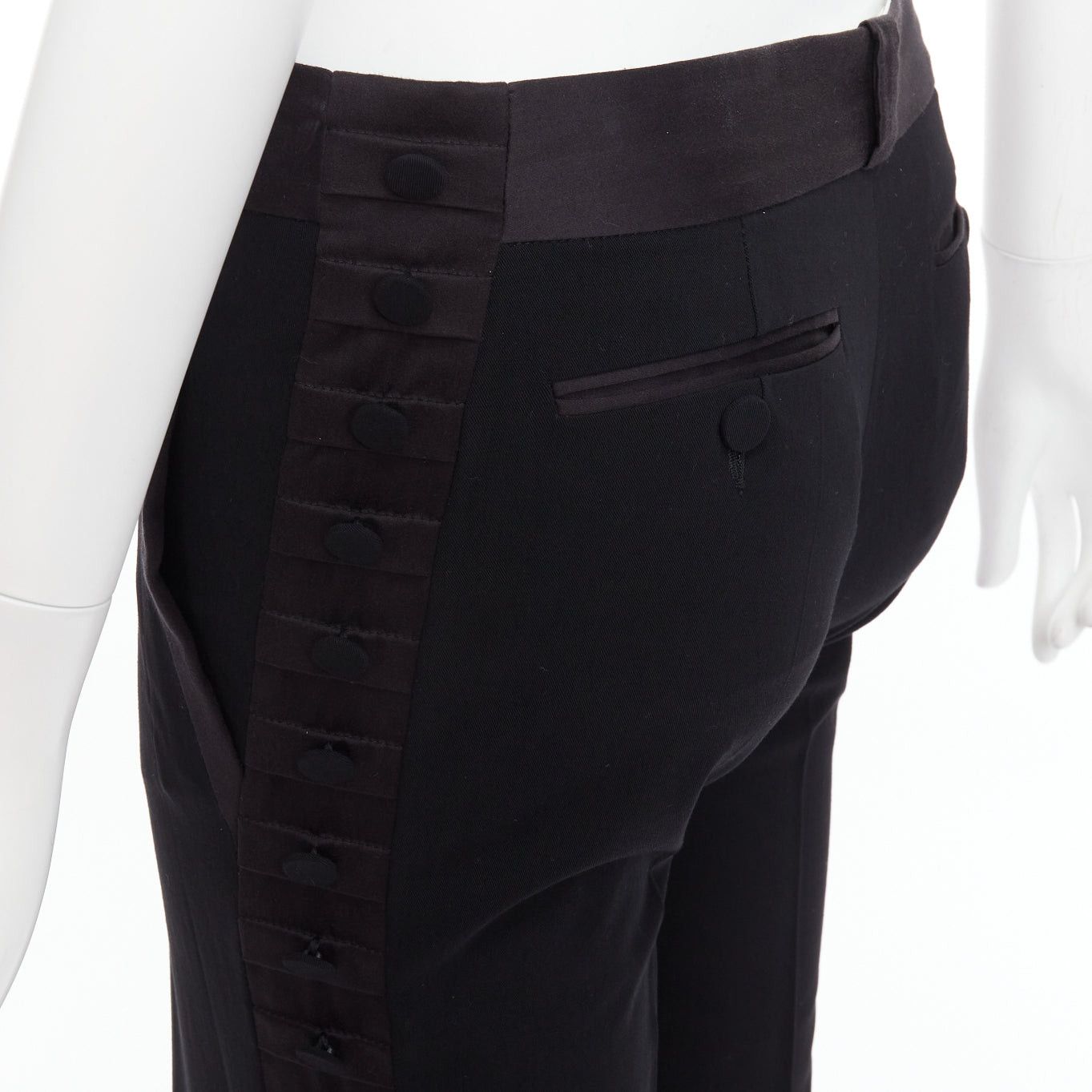 Chloe CHLOE black viscose wool blend fabric pleat button trim dress trousers FR34 XS Size 26" / US 2 / IT 38 - 7 Thumbnail
