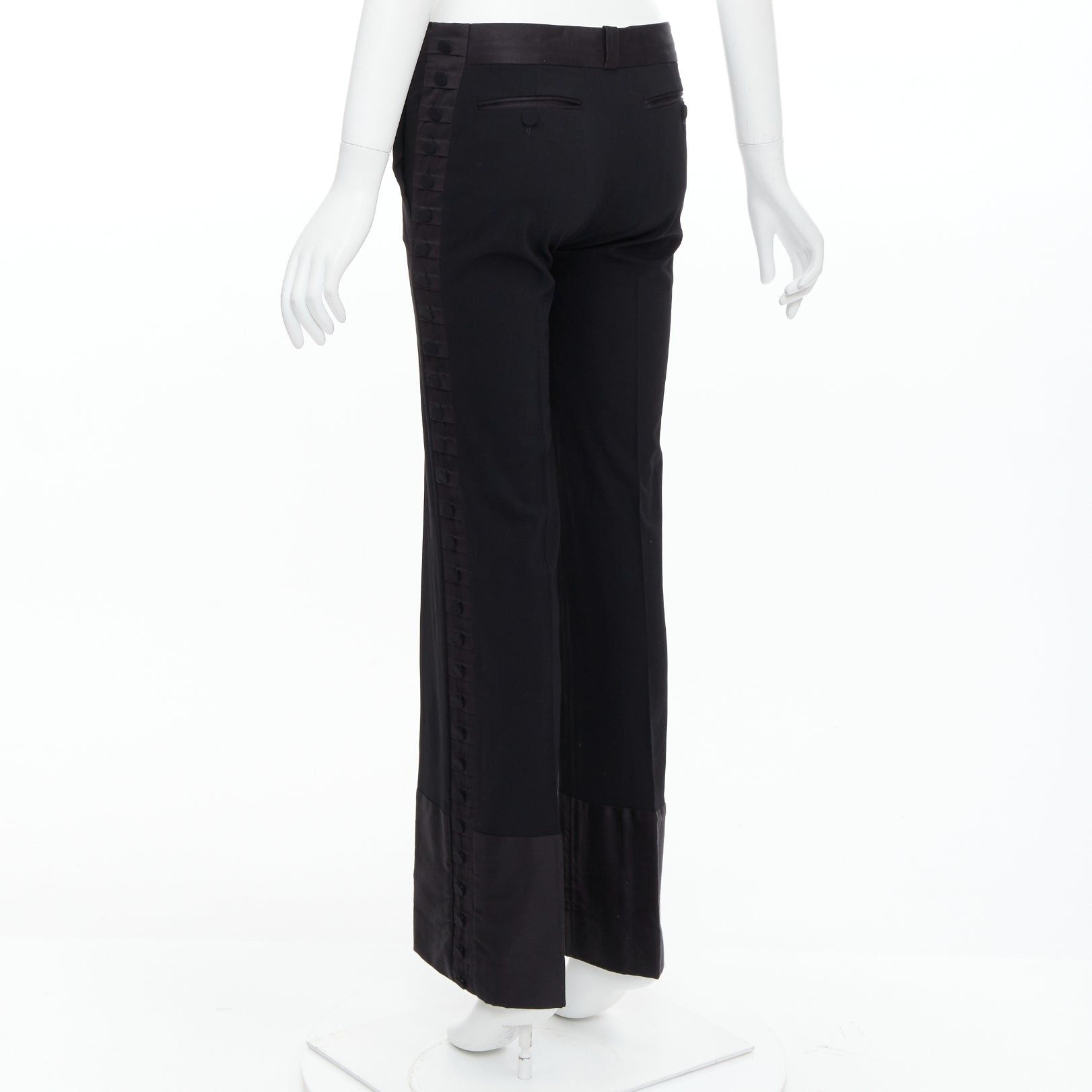 Chloe CHLOE black viscose wool blend fabric pleat button trim dress trousers FR34 XS Size 26" / US 2 / IT 38 - 6 Thumbnail