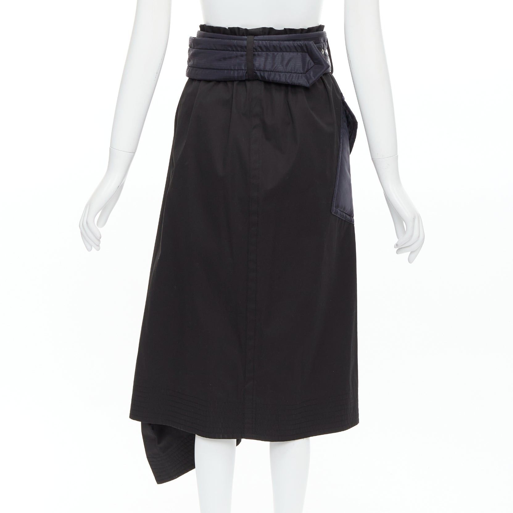 Sacai SACAI 2019 black cotton nylon padded pocket asymmetric belted skirt JP1 S Size 27" / US 4 / IT 40 - 5 Thumbnail