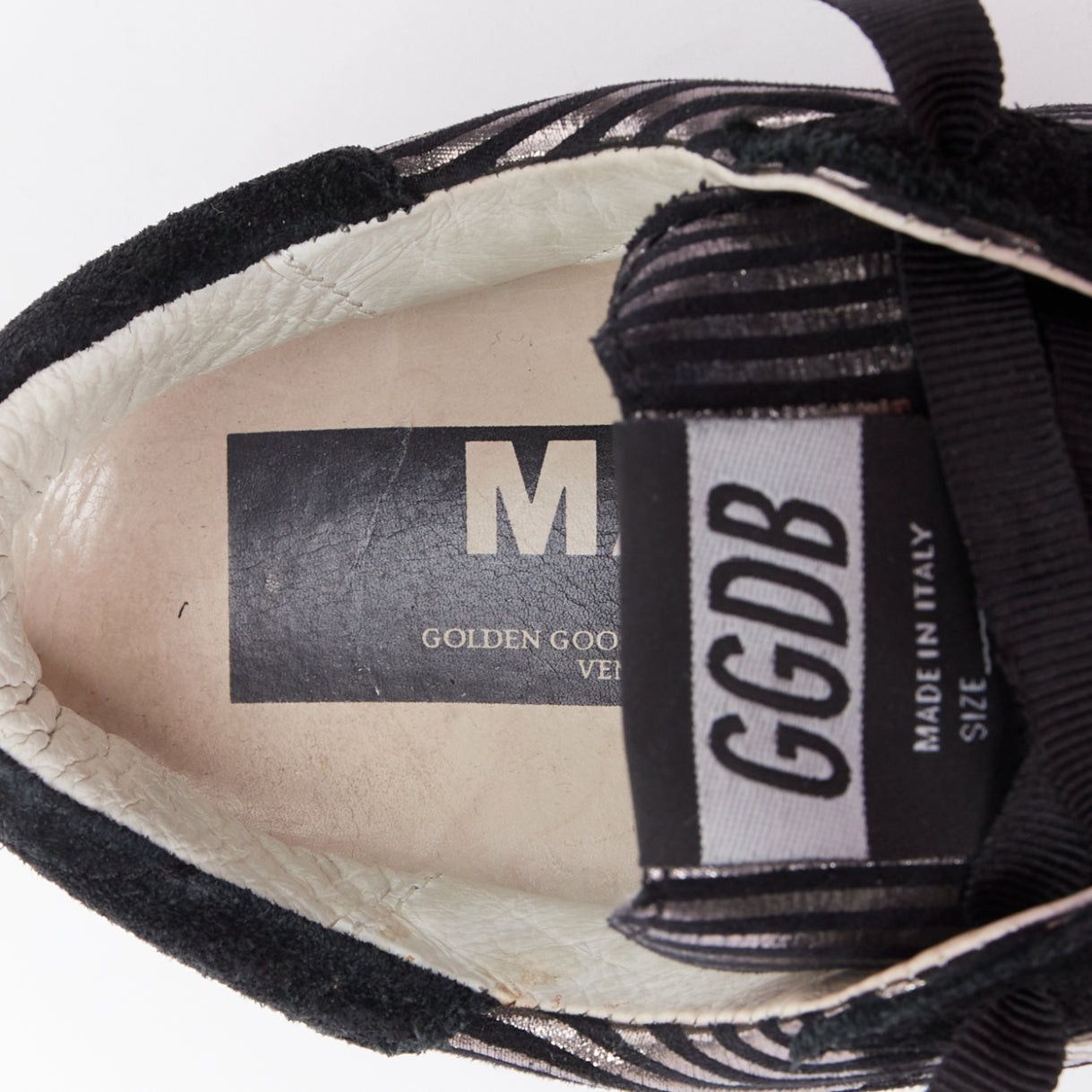 Golden Goose GOLDEN GOOSE Fancy metallic silver black stripe distressed sneakers EU36 Size US 6 / IT 36 - 9 Thumbnail