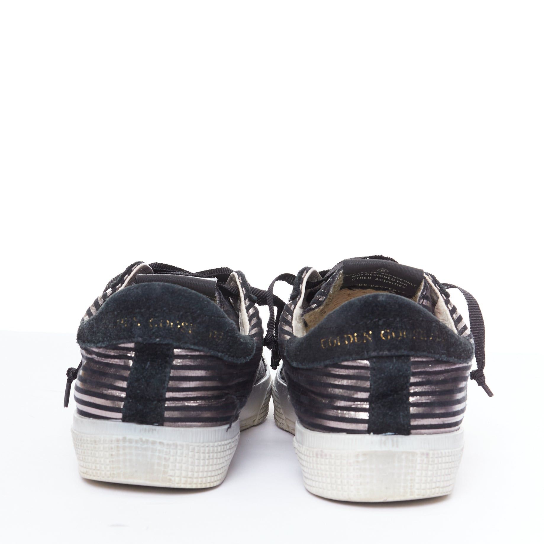 Golden Goose GOLDEN GOOSE Fancy metallic silver black stripe distressed sneakers EU36 Size US 6 / IT 36 - 5 Thumbnail