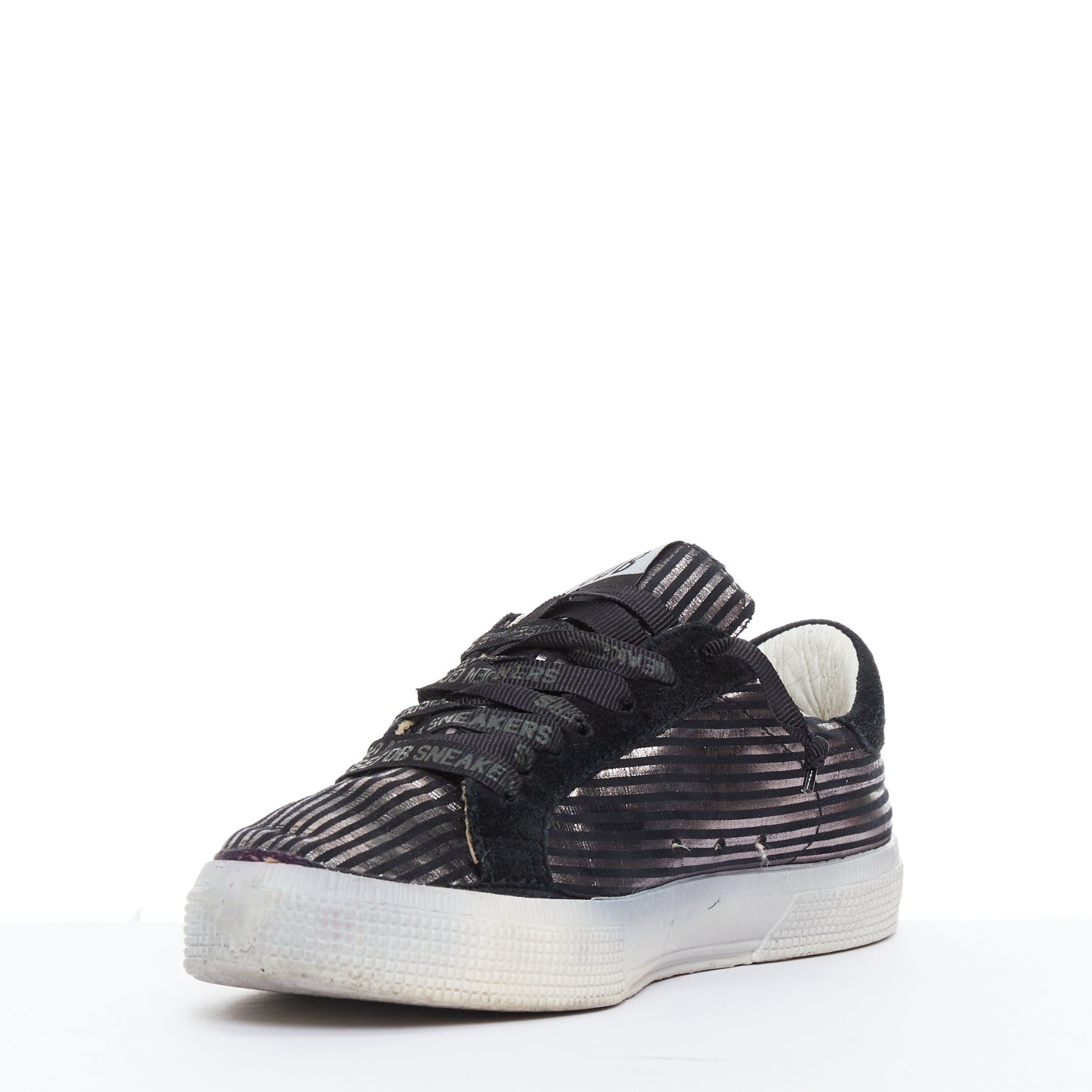 Golden Goose GOLDEN GOOSE Fancy metallic silver black stripe distressed sneakers EU36 Size US 6 / IT 36 - 4 Thumbnail