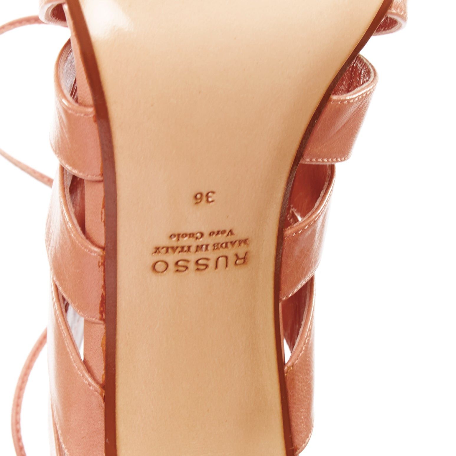 Other FRANCESCO RUSSO nude leather lace up cut out cage sandals EU36 Size US 6 / IT 36 - 10 Thumbnail