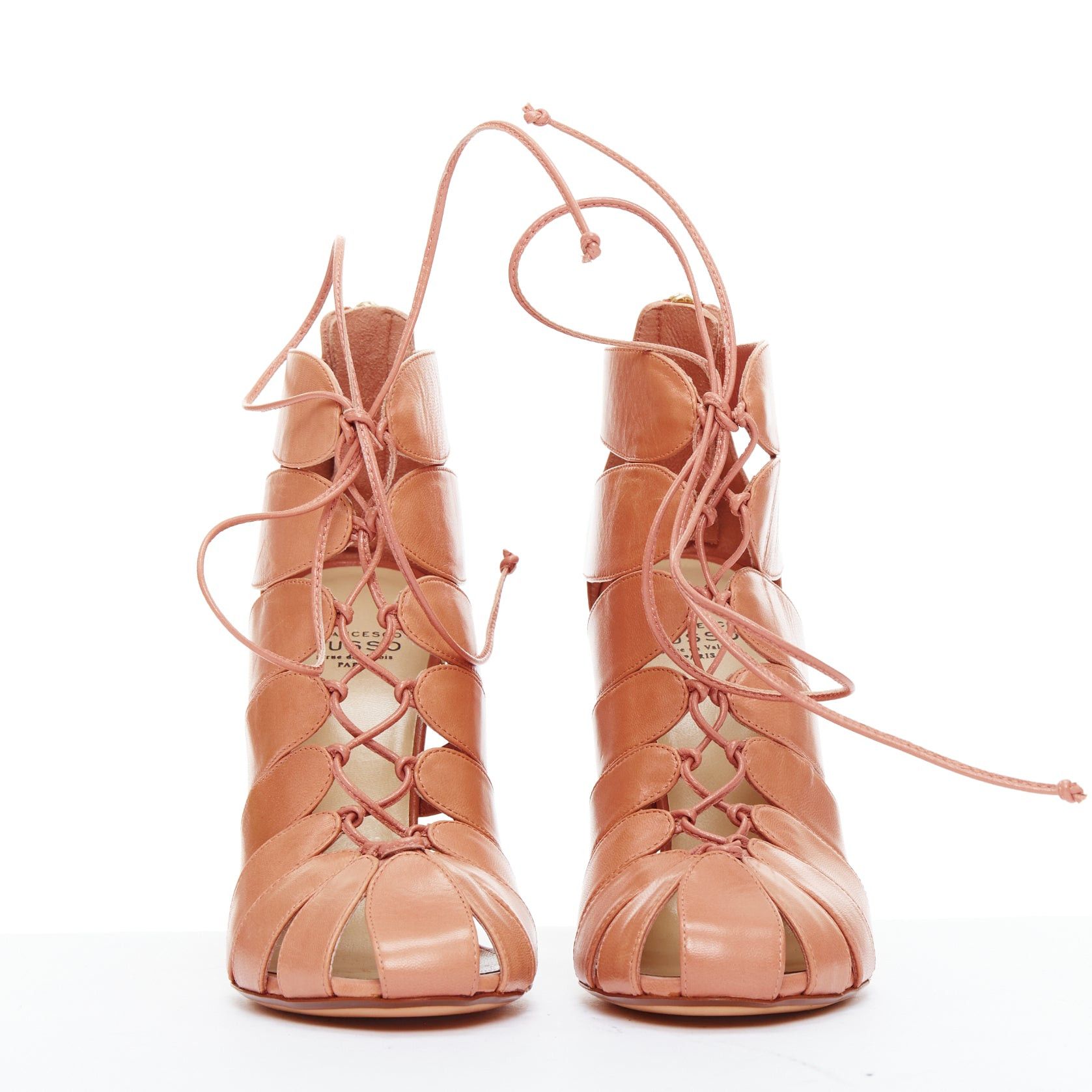 Other FRANCESCO RUSSO nude leather lace up cut out cage sandals EU36 Size US 6 / IT 36 - 3 Thumbnail