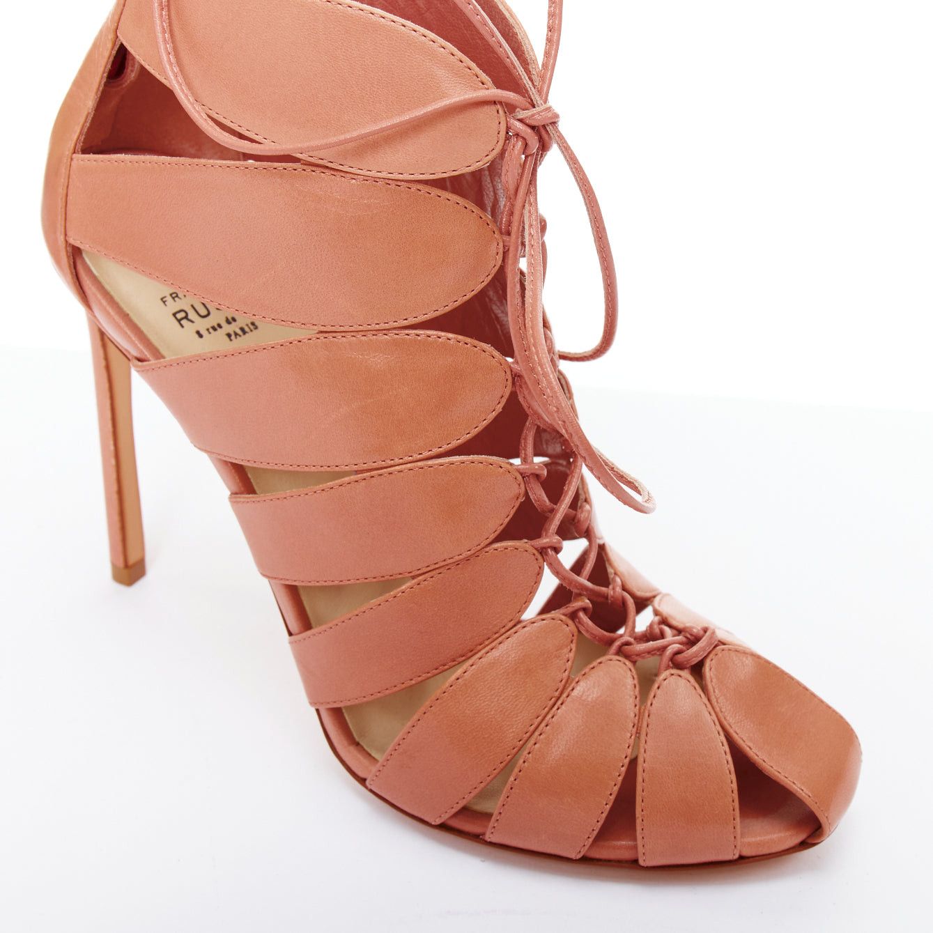 Other FRANCESCO RUSSO nude leather lace up cut out cage sandals EU36 Size US 6 / IT 36 - 7 Thumbnail