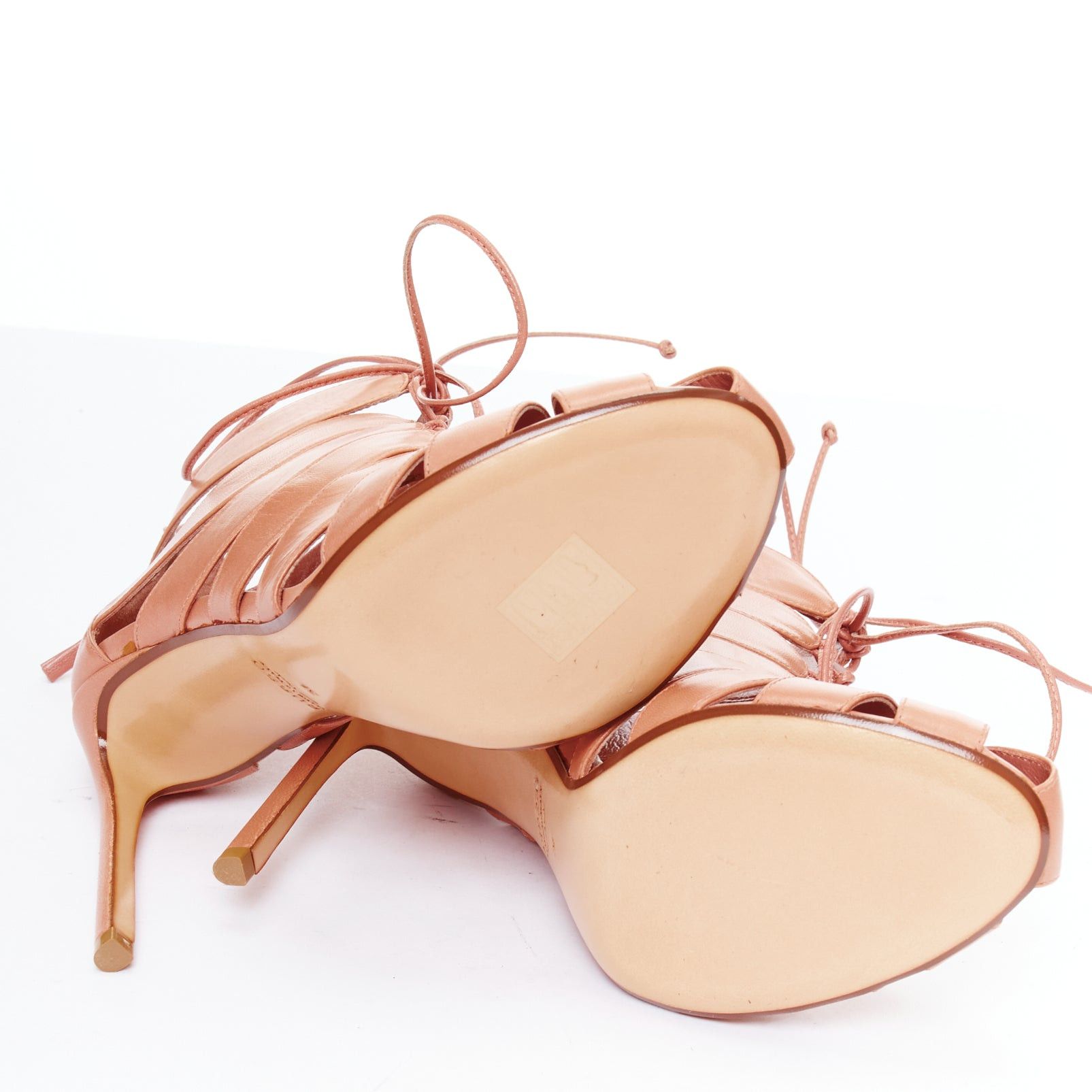 Other FRANCESCO RUSSO nude leather lace up cut out cage sandals EU36 Size US 6 / IT 36 - 11 Thumbnail