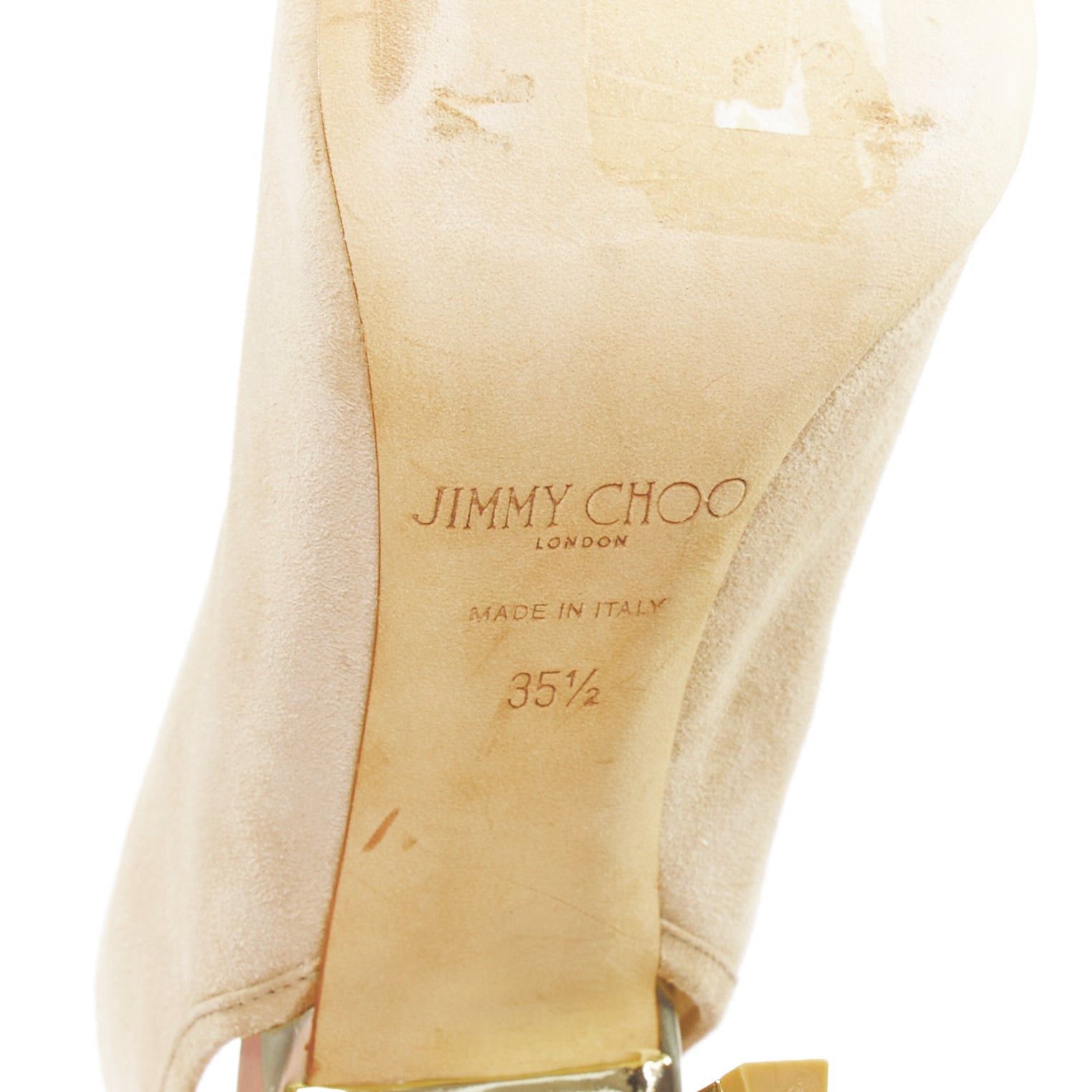 Jimmy Choo JIMMY CHOO Froze beige suede gold heel peep toe booties EU35.5 Size US 5.5 / IT 35.5 - 10 Thumbnail