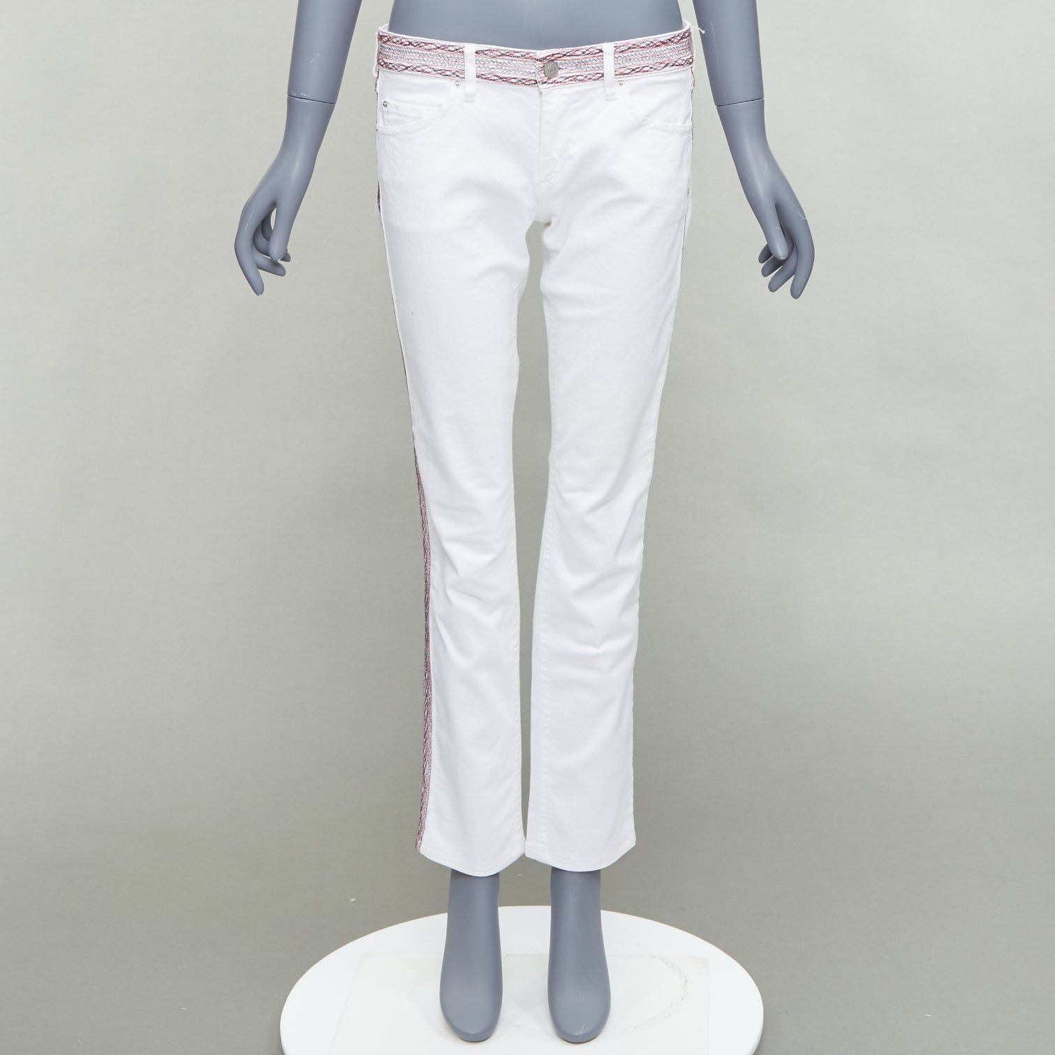 Isabel Marant ISABEL MARANT ETOILE white denim red black stitch detail jeans FR38 M Size 28" / US 6 / IT 42 - 9 Thumbnail